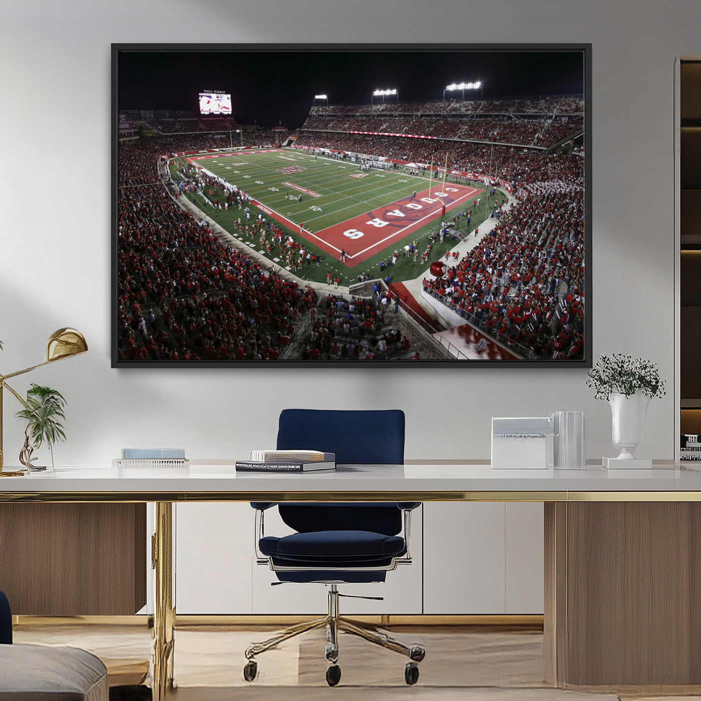 MGV-FC-36X24 - Houston Cougars Football Team Print - Houston TDECU Stadium Wall Art Canvas Print