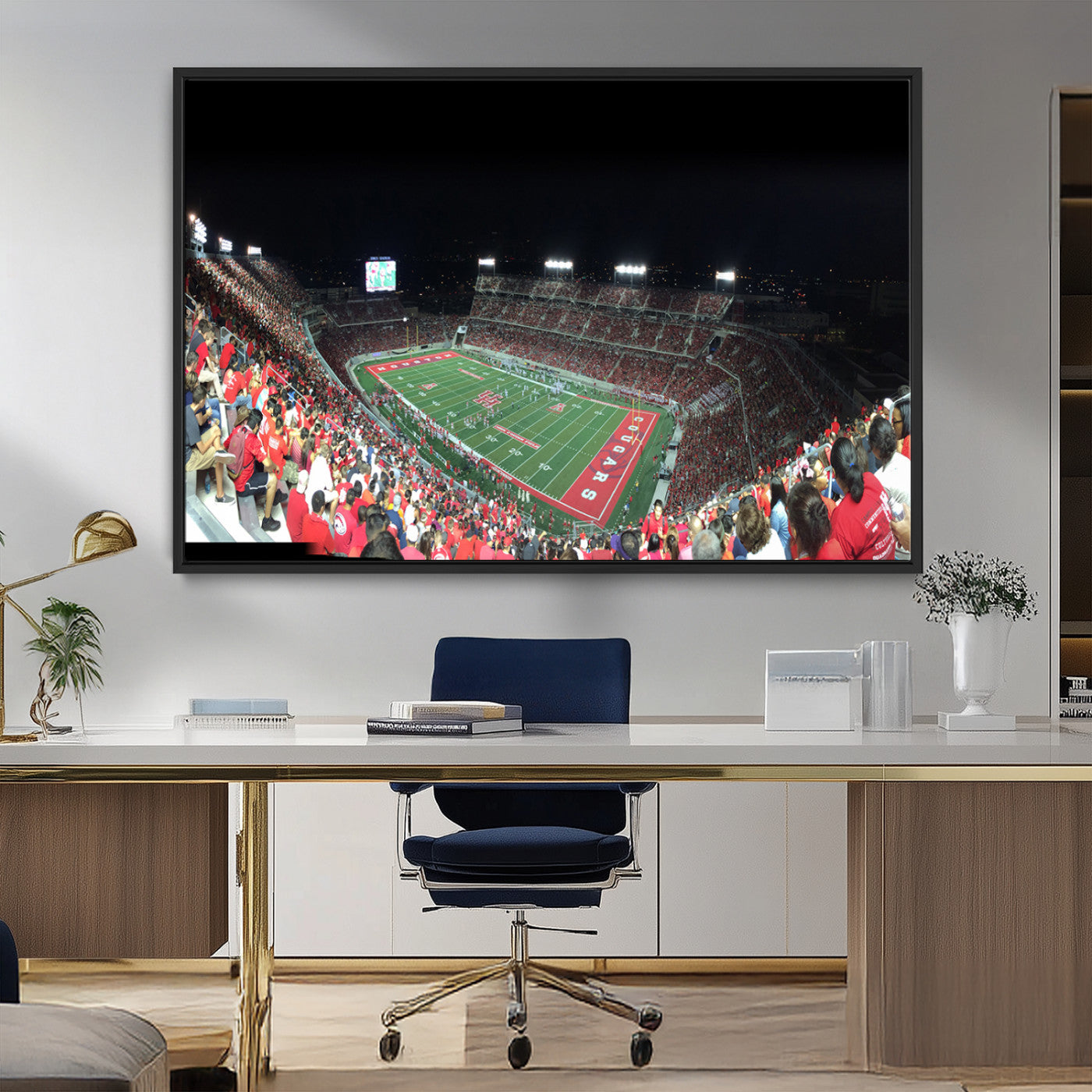 MGV-FC-36X24 - Houston Cougars Football Team Print - Houston TDECU Stadium Wall Art Canvas Print