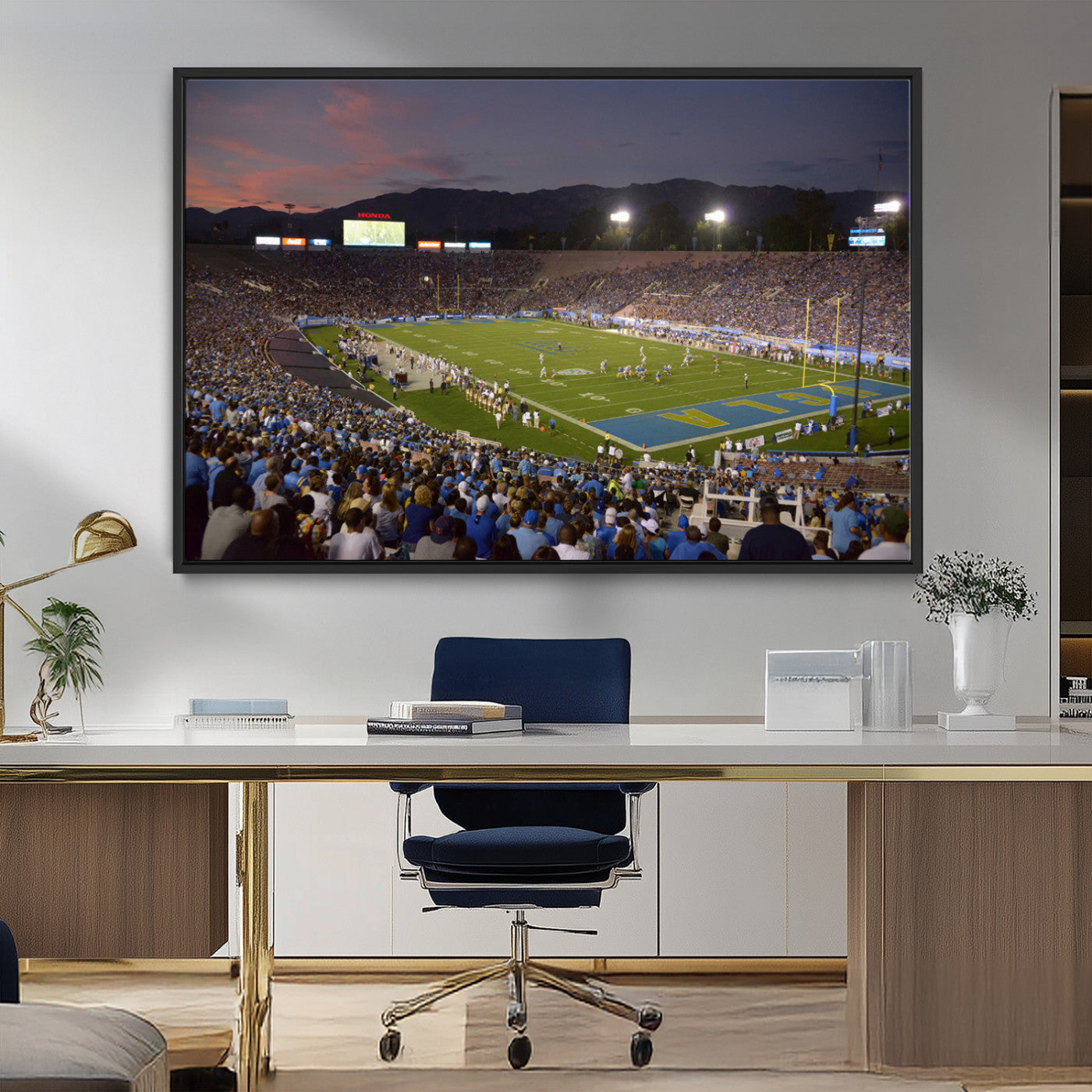 MGV-FC-36X24 - UCLA Bruins Football Team Print - Pasadena Rose Bowl Stadium Wall Art Canvas Print