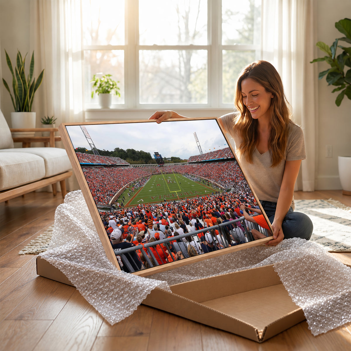 63606-MGV-CV-36X24 - Virginia Cavaliers Football Team Print, Charlottesville, Extra Large Game Room Wall Decor