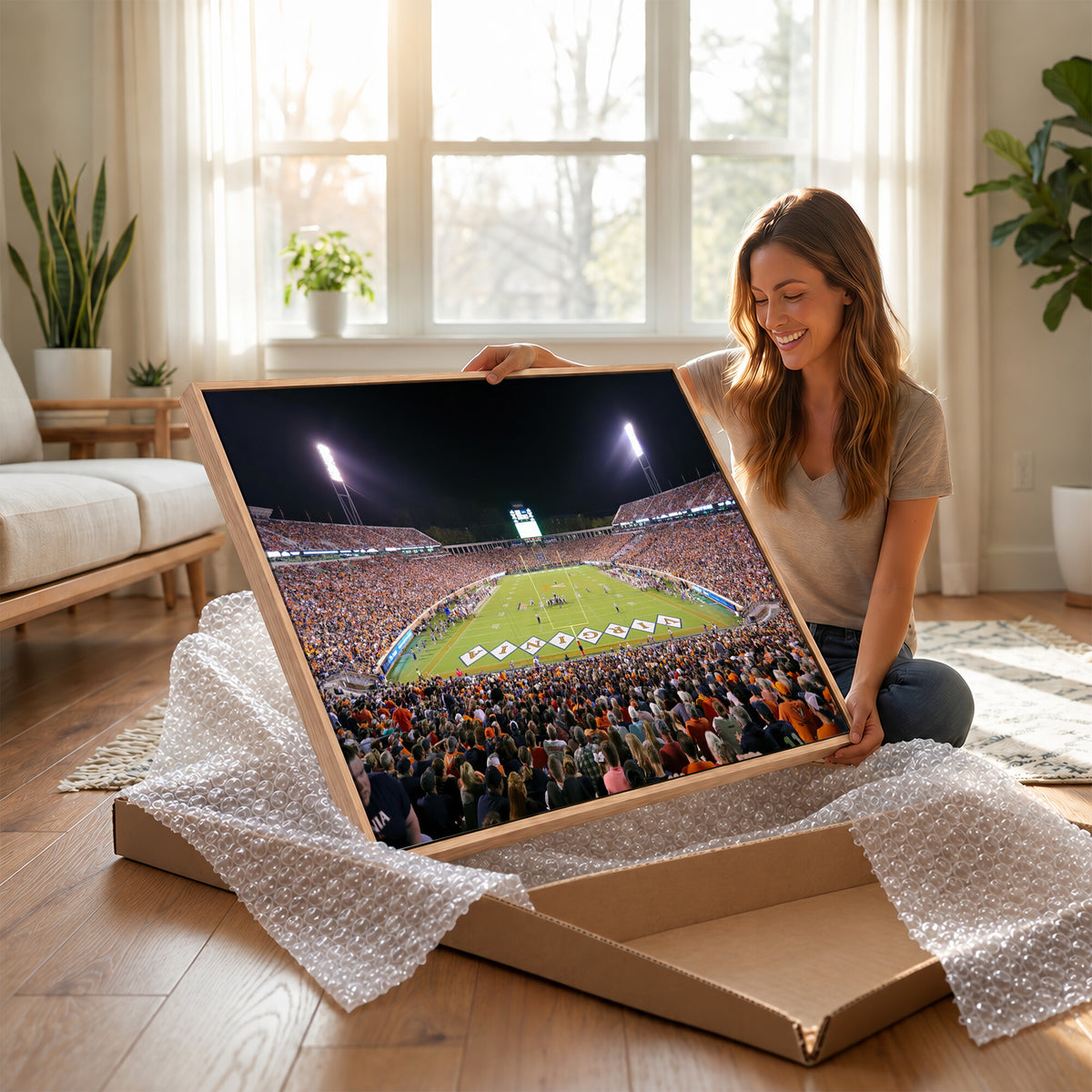98441-MGV-CV-36X24 - Virginia Cavaliers Football Team Print - Charlottesville Scott Stadium Wall Art Canvas Print