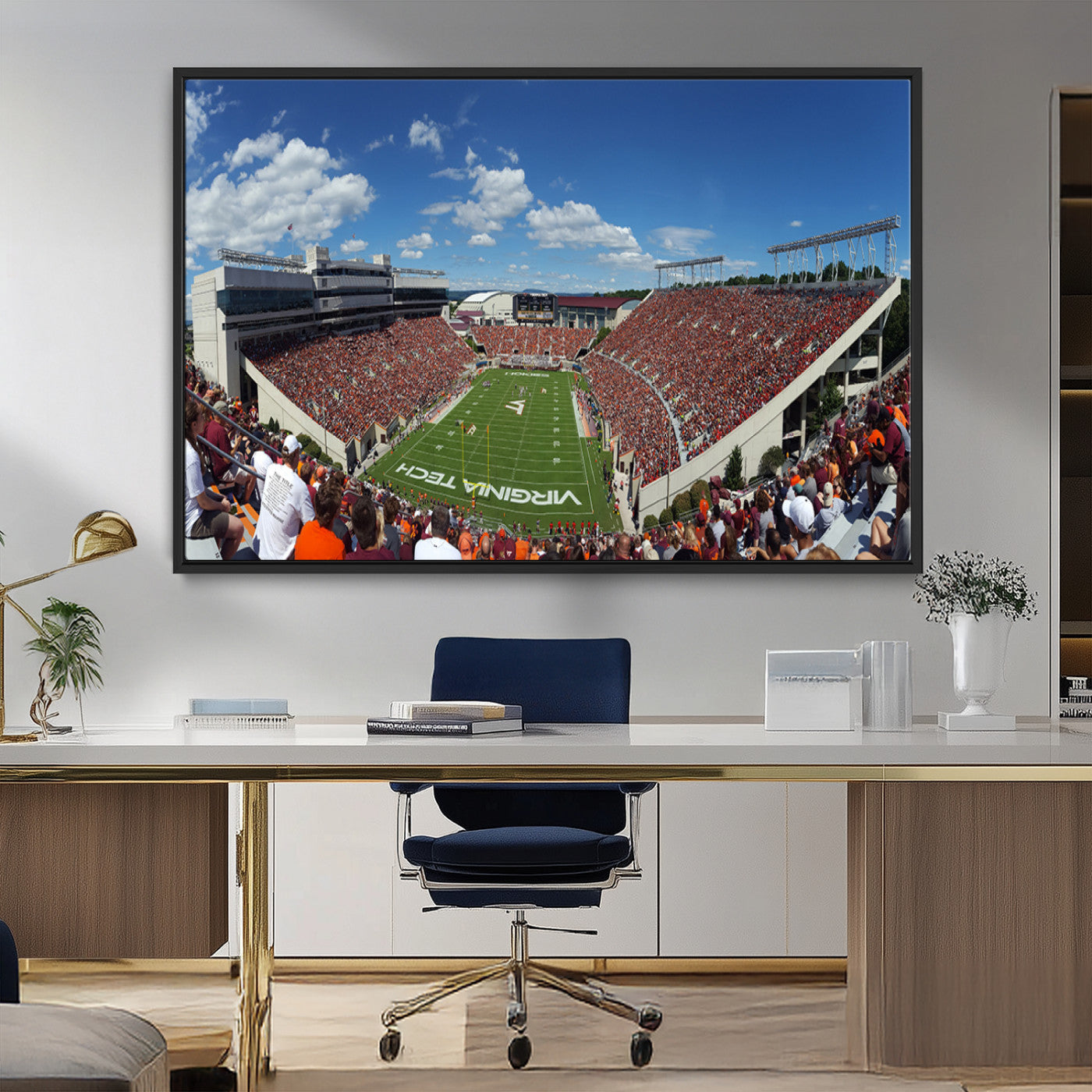 MGV-FC-36X24 - Virginia Tech Hokies Football Team Print - Blacksburg Lane Stadium Wall Art Canvas Print