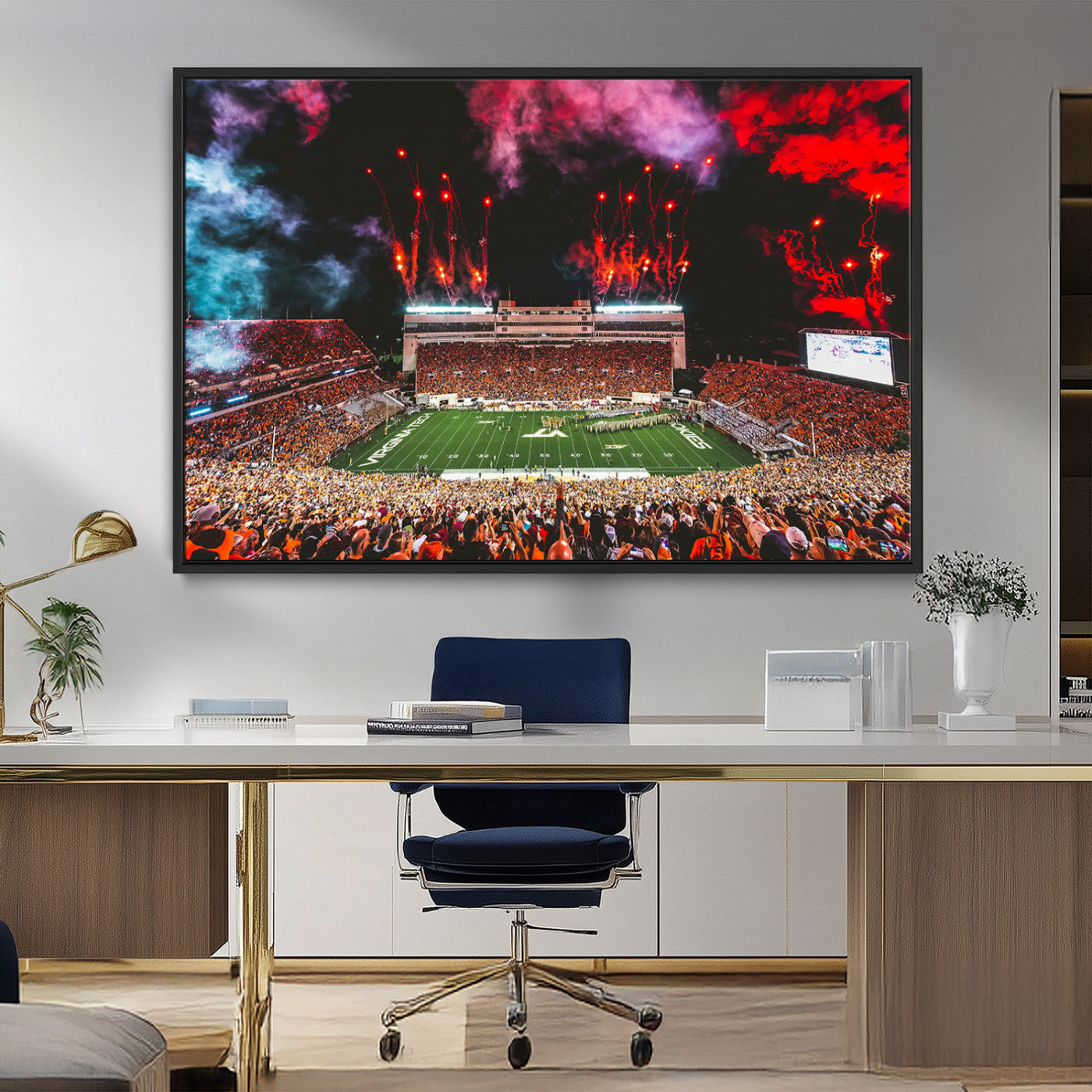 MGV-FC-36X24 - Virginia Tech Hokies Football Team Print - Blacksburg Lane Stadium Wall Art Canvas Print