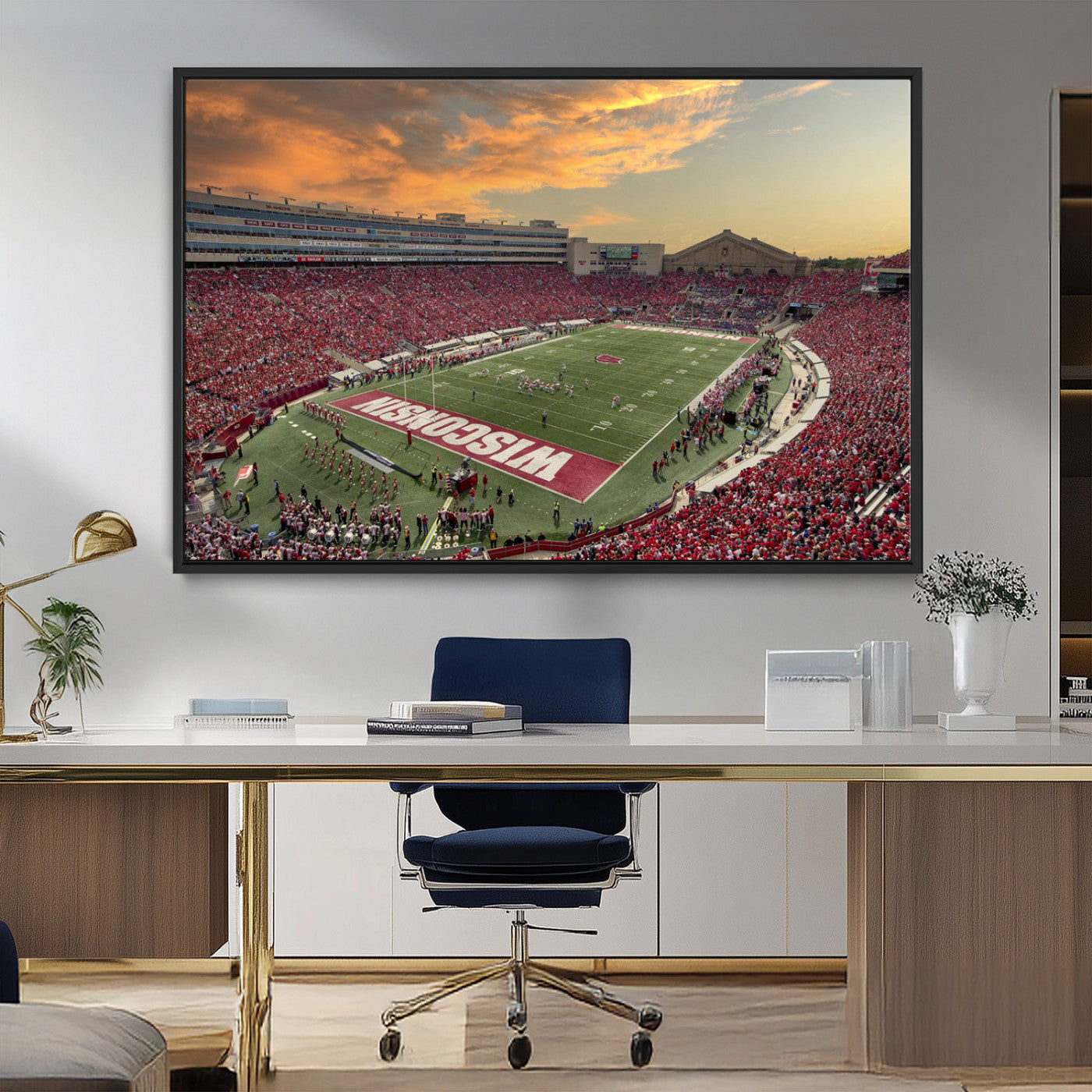 41472-MGV-FC-36X24_Black-Camp Randall Stadium Wisconsin Badgers Large Wall Art Canvas Print | College Football Stadium Wall