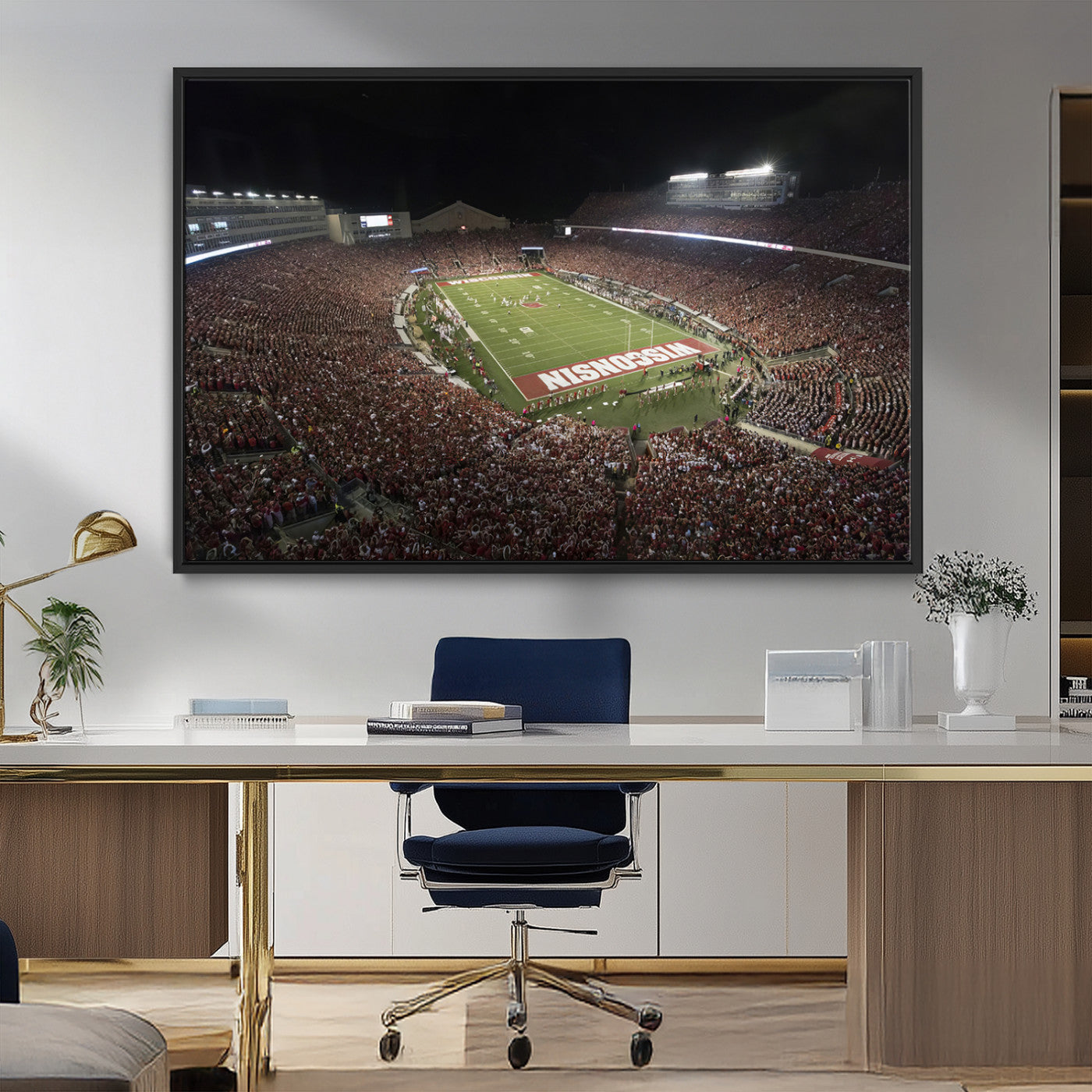 MGV-FC-36X24 - Wisconsin Badgers Football Team Print - Madison Camp Randall Stadium Wall Art Canvas Print