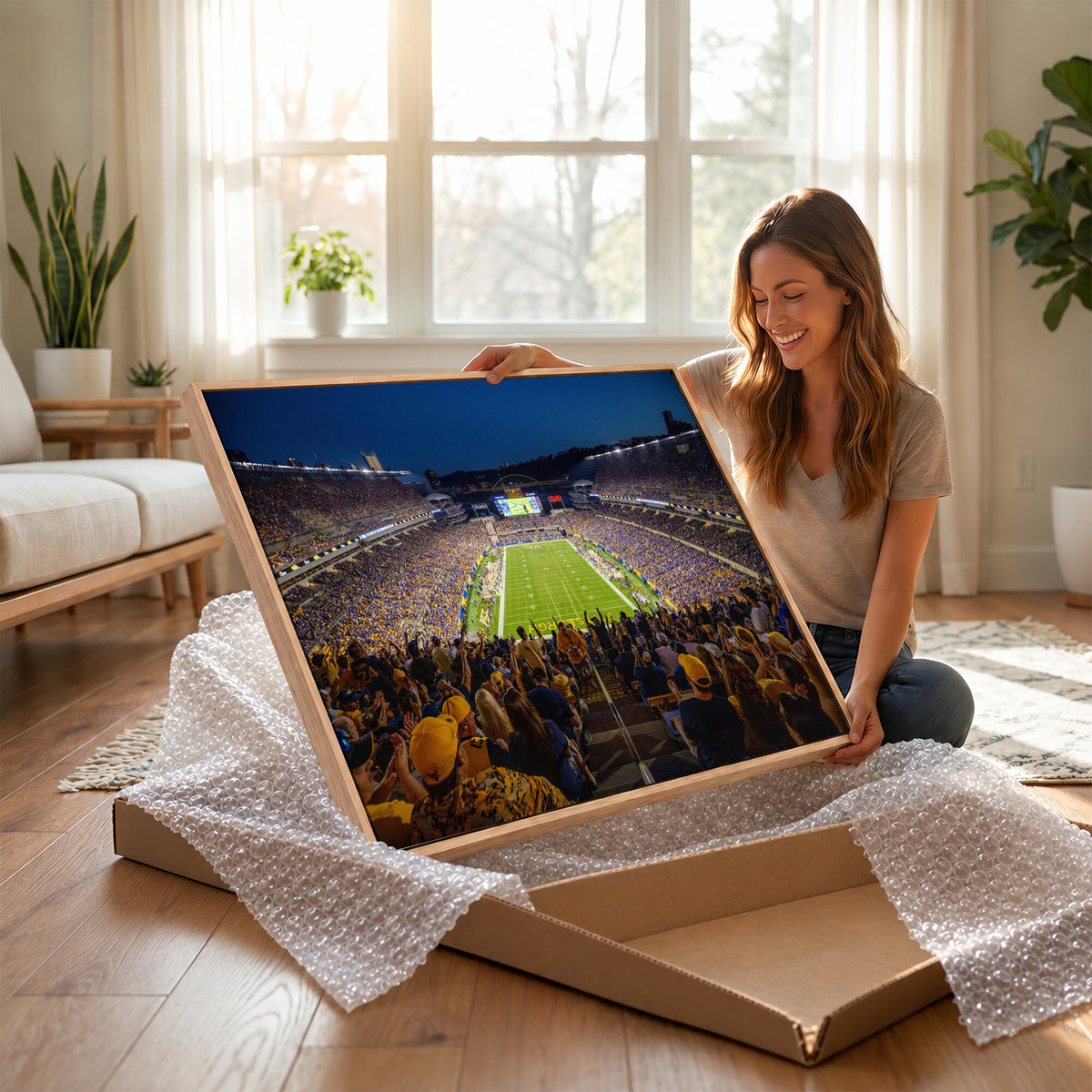 62297-MGV-CV-36X24 - Pittsburgh Panthers Football Team Print - Pittsburgh Acrisure Stadium Wall Art Canvas Print