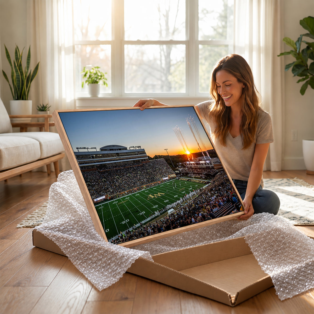 29253-MGV-CV-36X24 - Demon Deacons Football Team Print Canvas- Winston-Salem Allegacy Federal Credit Union Stadium Wall
