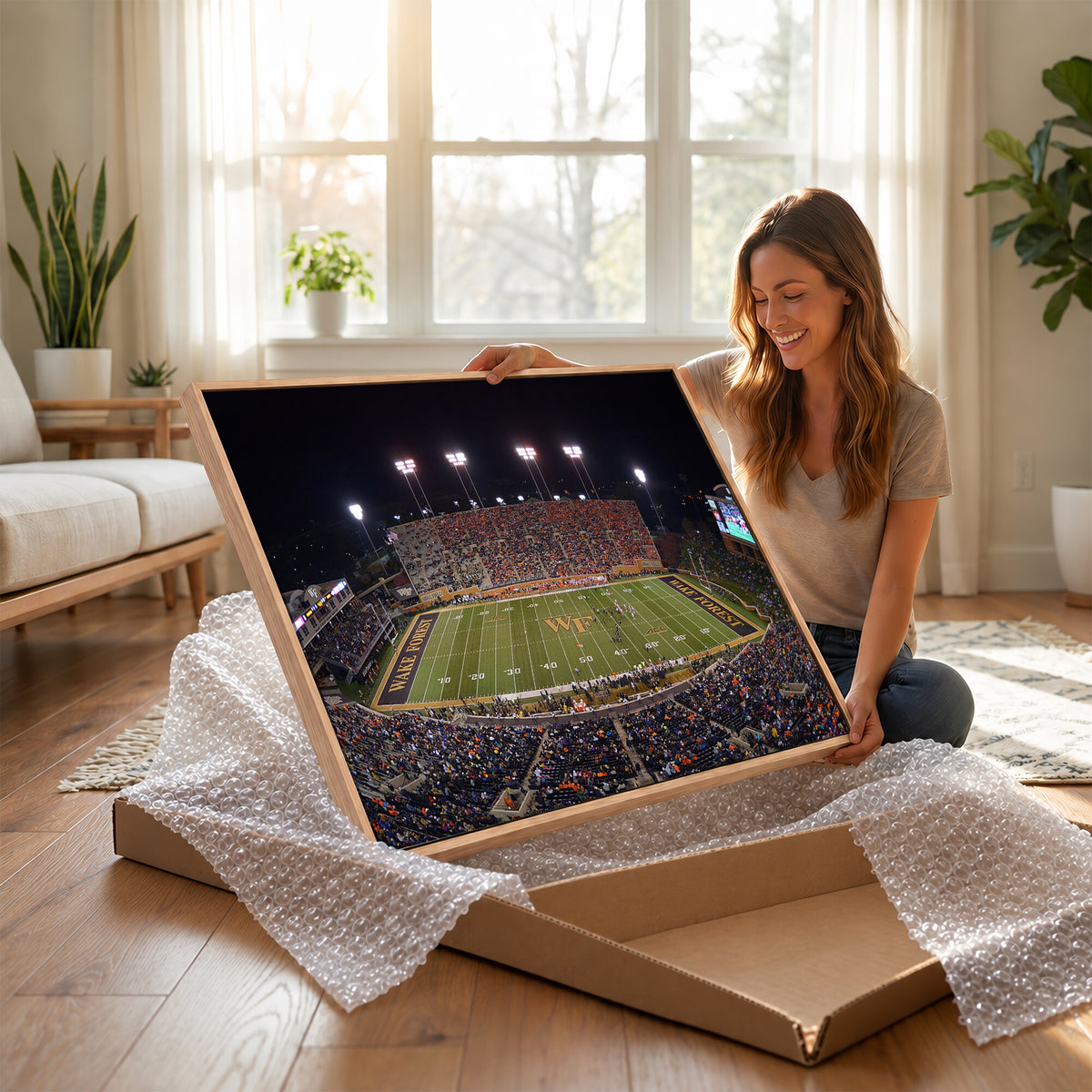26033-MGV-CV-36X24 - Demon Deacons Print Canvas, Football Team Print