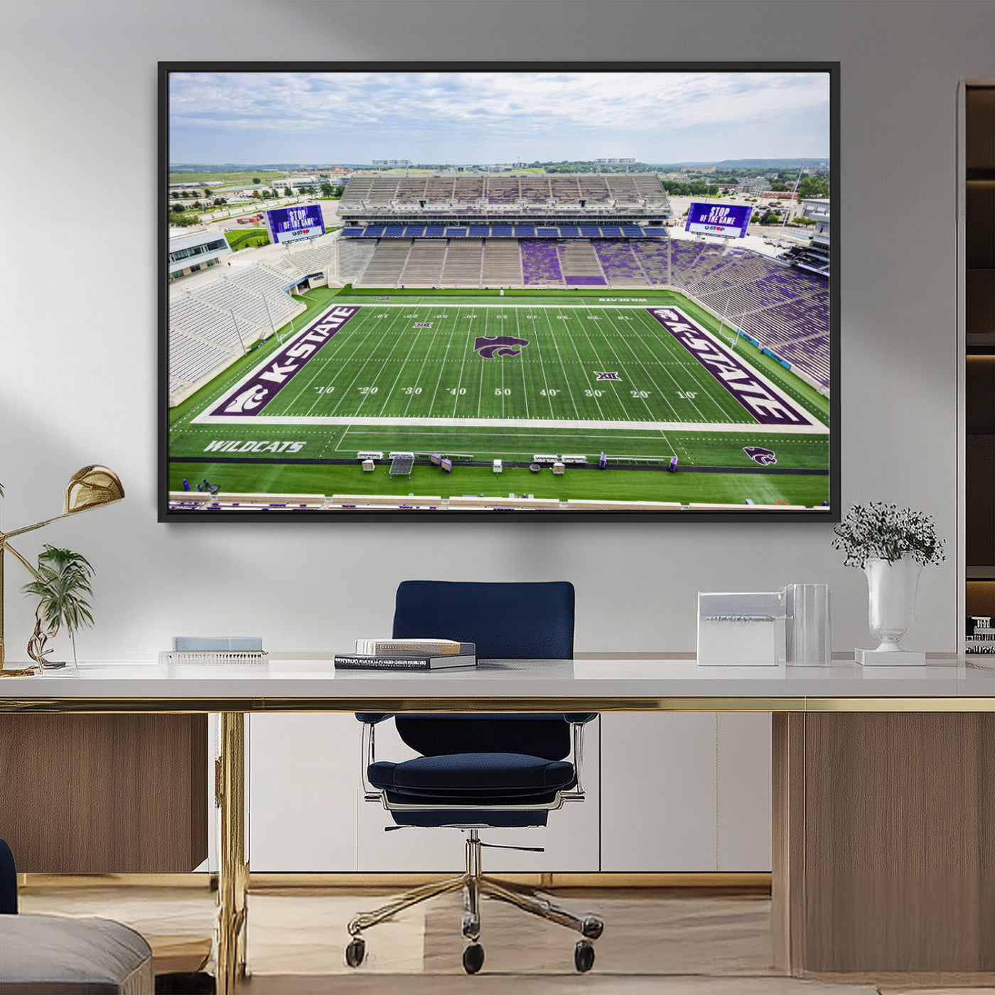 MGV-FC-36X24 - KState Wildcats Football Team Print - Manhattan Bill Snyder Family Football Stadium Wall Art Canvas