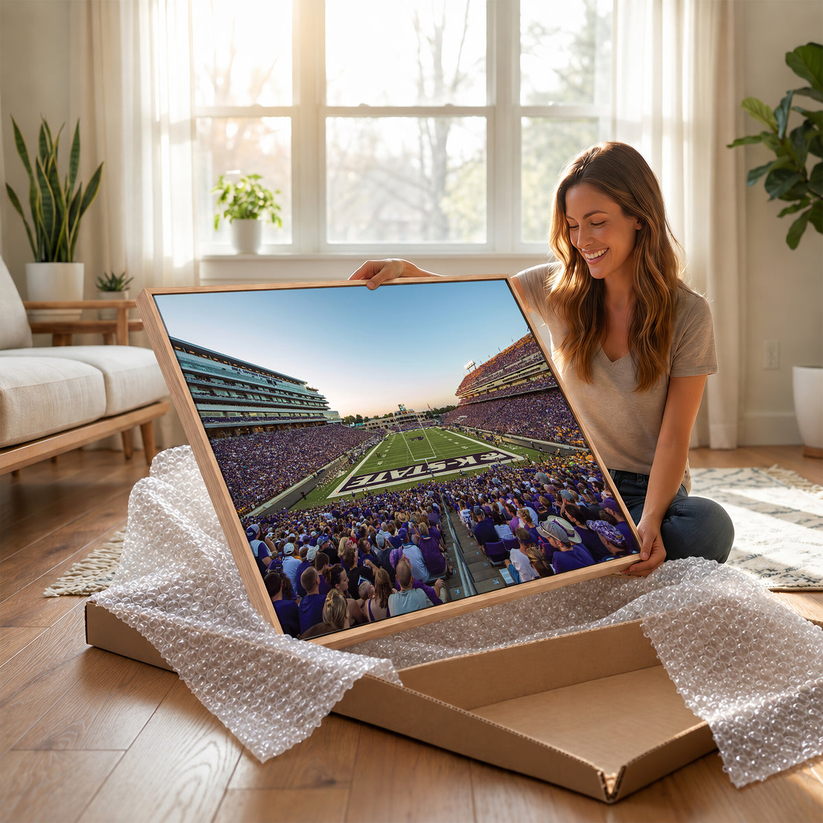 82792-MGV-CV-36X24 - Kansas State University Wildcats Football Team Print - Manhattan Bill Snyder Family Football Stadium