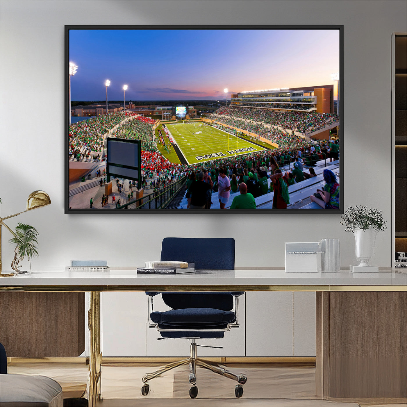 MGV-FC-36X24 - University of North Texas Mean Green Football Team Print - Denton DATCU Stadium Canvas Print Wall
