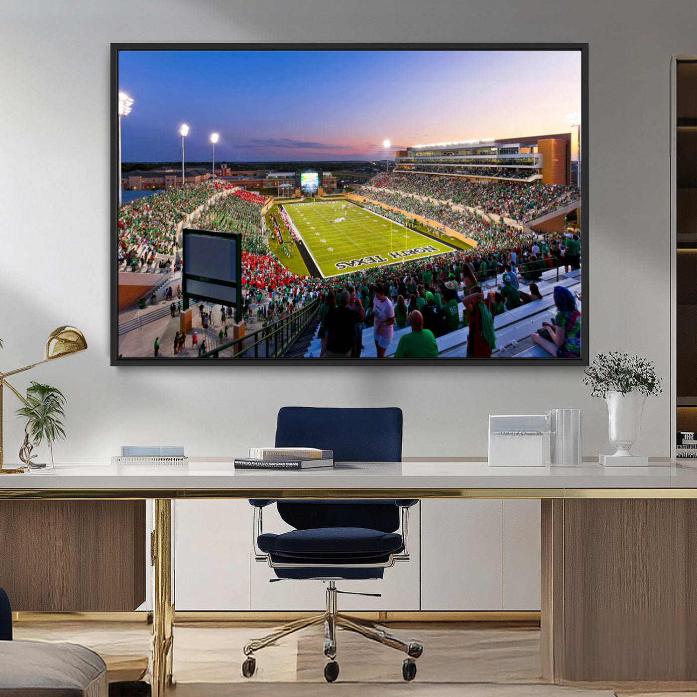 MGV-FC-36X24 - University of North Texas Mean Green Football Team Print - Denton DATCU Stadium Wall Art Canvas