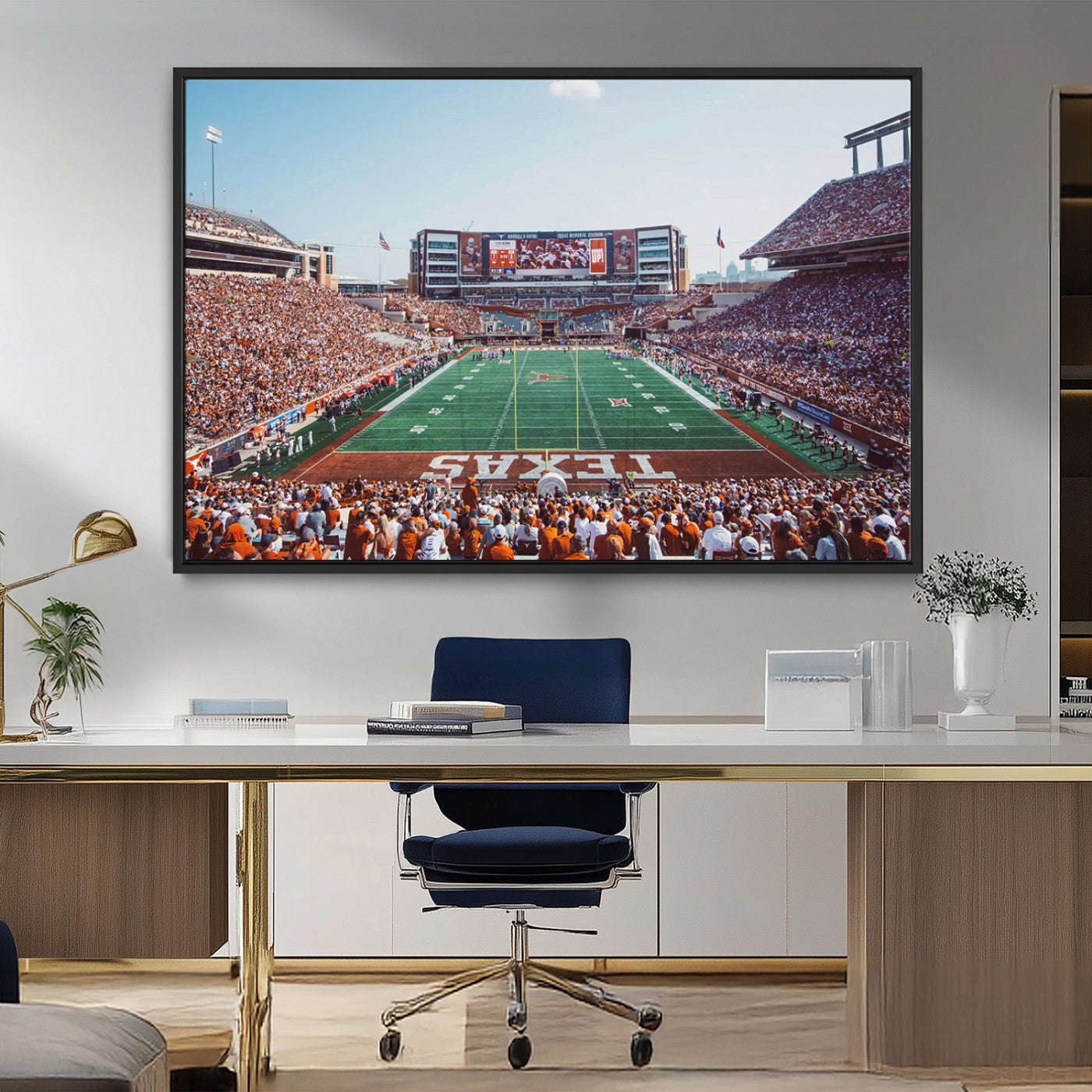 MGV-FC-36X24 - Framed Texas Memorial Stadium Canvas, University of Texas Longhorns Football Team Print - Austin