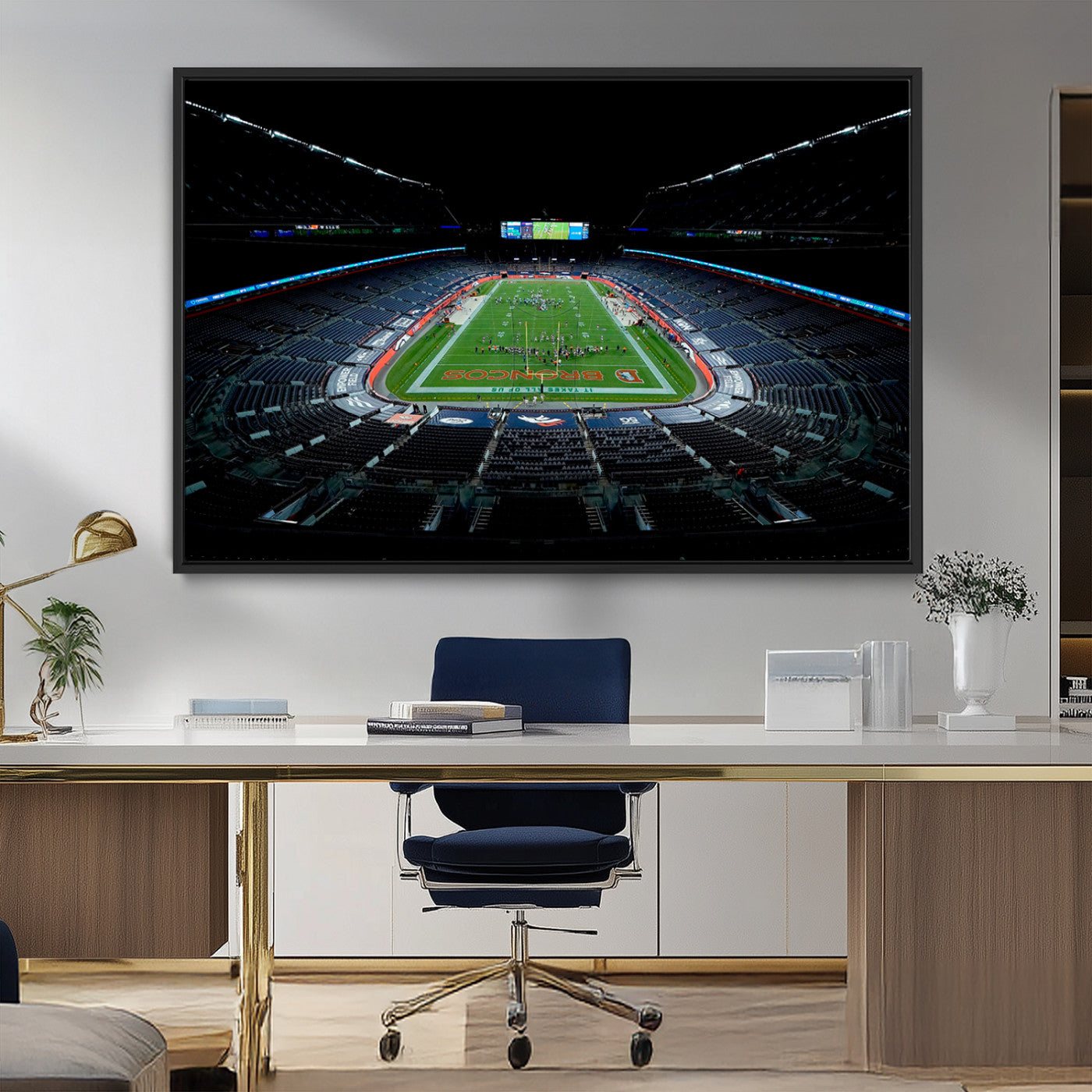 MGV-FC-36X24 - Denver Broncos Football Team Print Canvas- Denver Empower Field at Mile High Stadium Wall Art Canvas