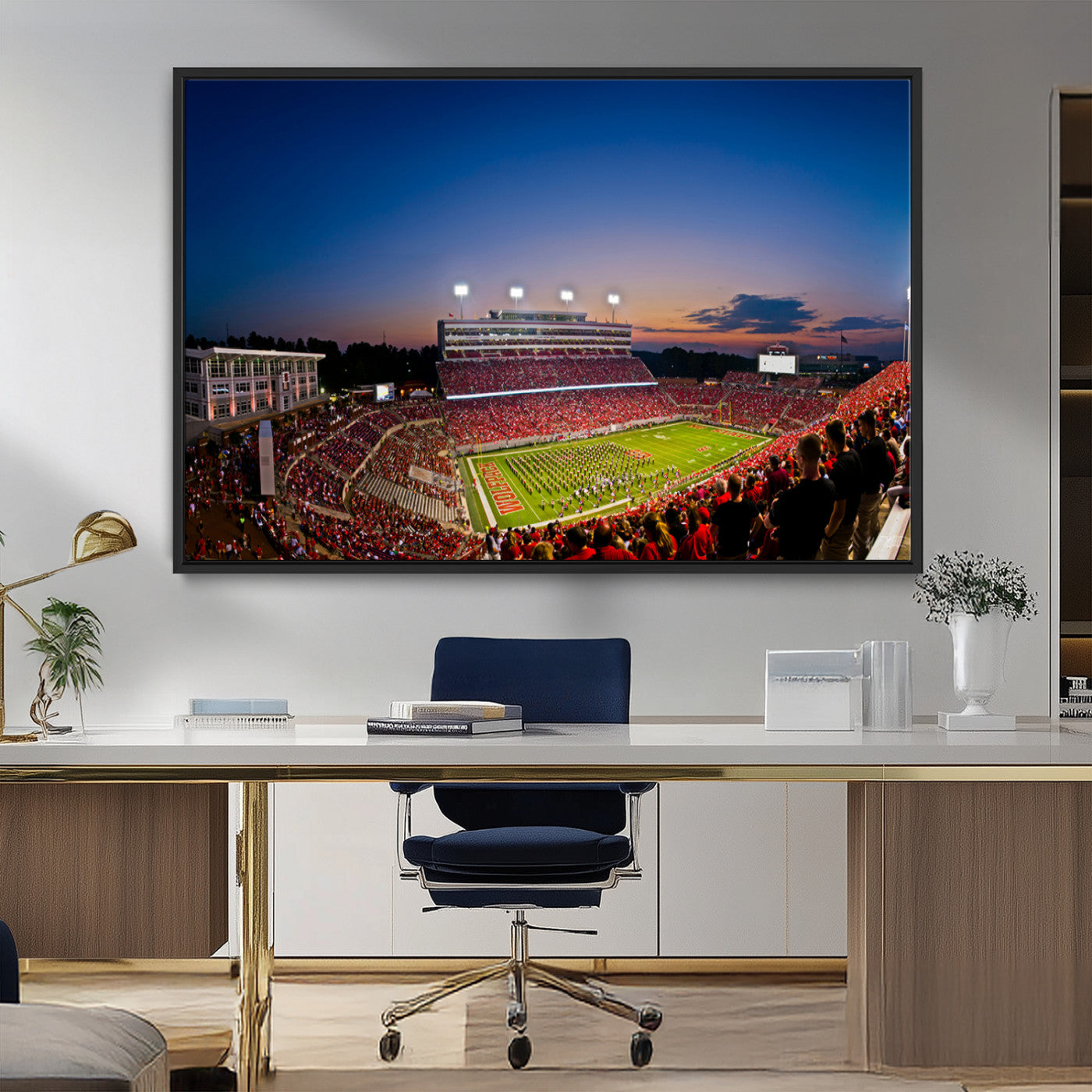 MGV-FC-36X24 - Wolfpack Football Team Wall Art Print - Raleigh Carter-Finley Stadium Wall Art Canvas Print