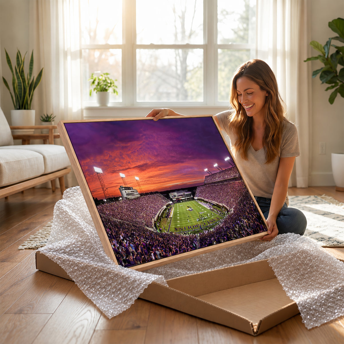 88575-MGV-CV-36X24 - East Carolina University Pirates Football Print Canvas- Greenville Dowdy-Ficklen Stadium Wall Art