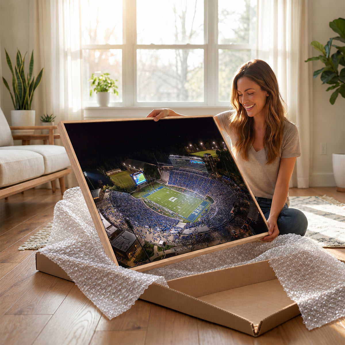 42347-MGV-CV-36X24 - Duke University Blue Devils Football Print Canvas - Durham Wallace Wade Stadium Wall Art Canvas