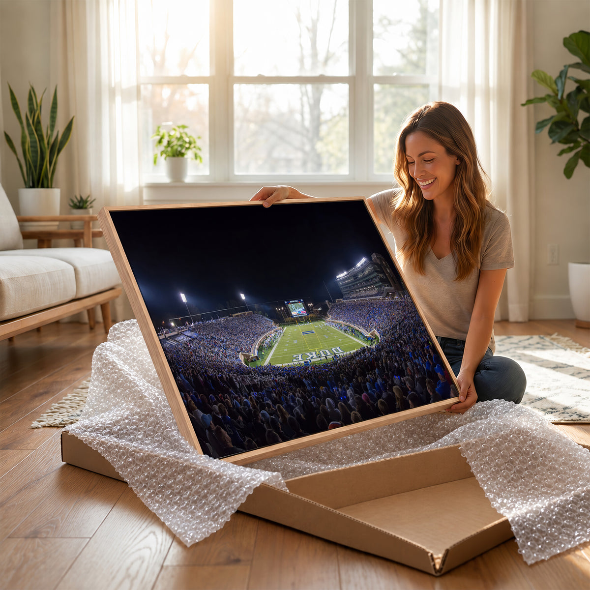 21070-MGV-CV-36X24 - Duke University Blue Devils Football Team Print - Durham Wallace Wade Stadium Wall Art Canvas Print