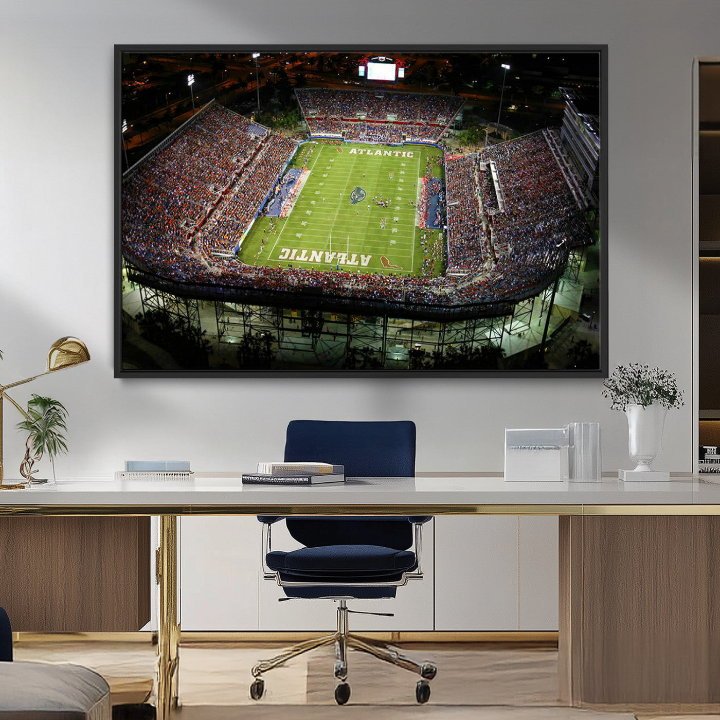 MGV-FC-36X24 - Florida Atlantic University Owls Football Team Print - Boca Raton FAU Stadium Wall Art Canvas Print