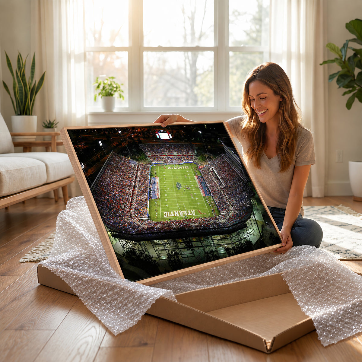 72354-MGV-CV-36X24 - Florida Atlantic University Owls Football Team Print - Boca Raton FAU Stadium Wall Art Canvas Print
