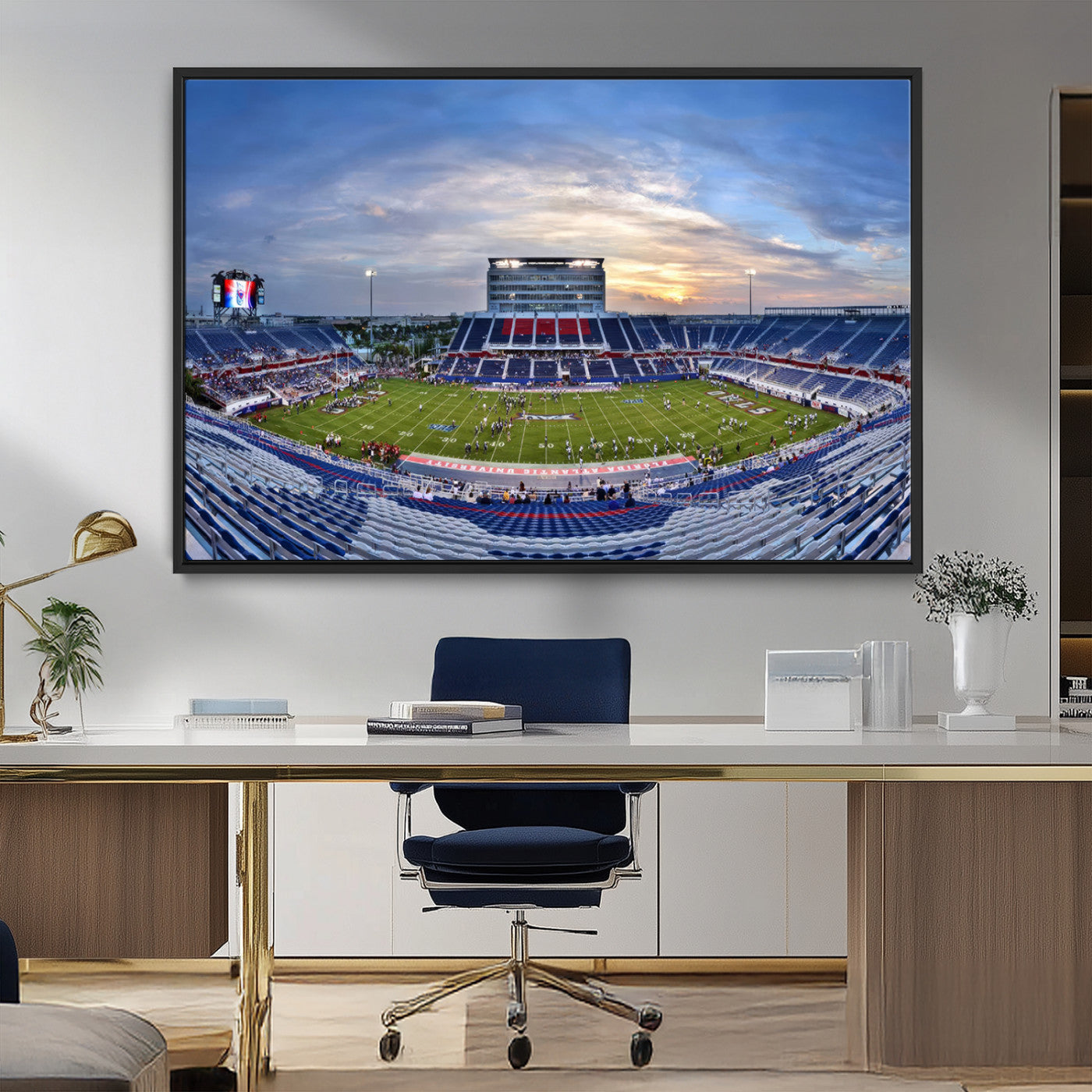 MGV-FC-36X24 - Florida Atlantic University Owls Football Team Print - Boca Raton FAU Stadium Wall Art Canvas Print