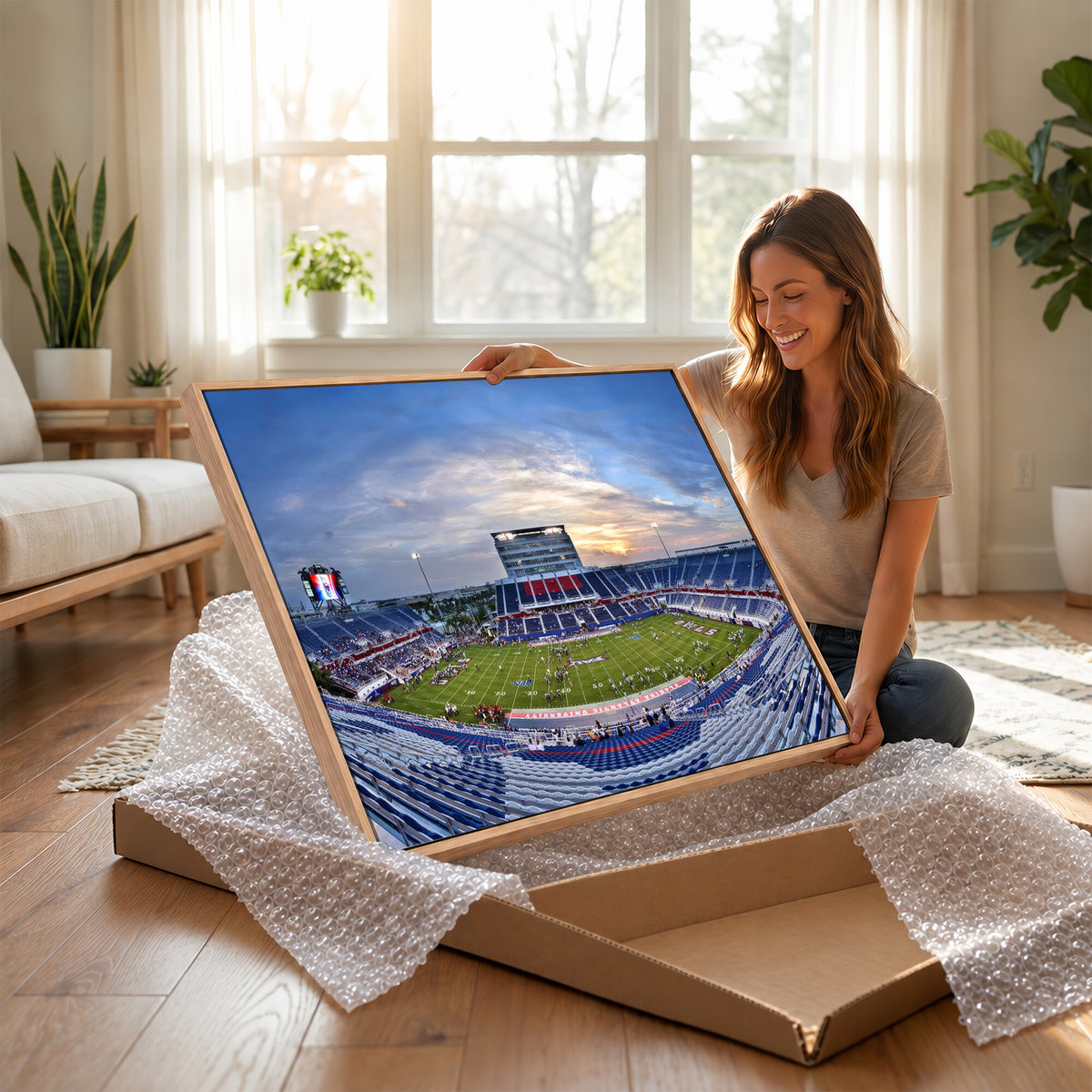 69559-MGV-CV-36X24 - Florida Atlantic University Owls Football Team Print - Boca Raton FAU Stadium Wall Art Canvas Print