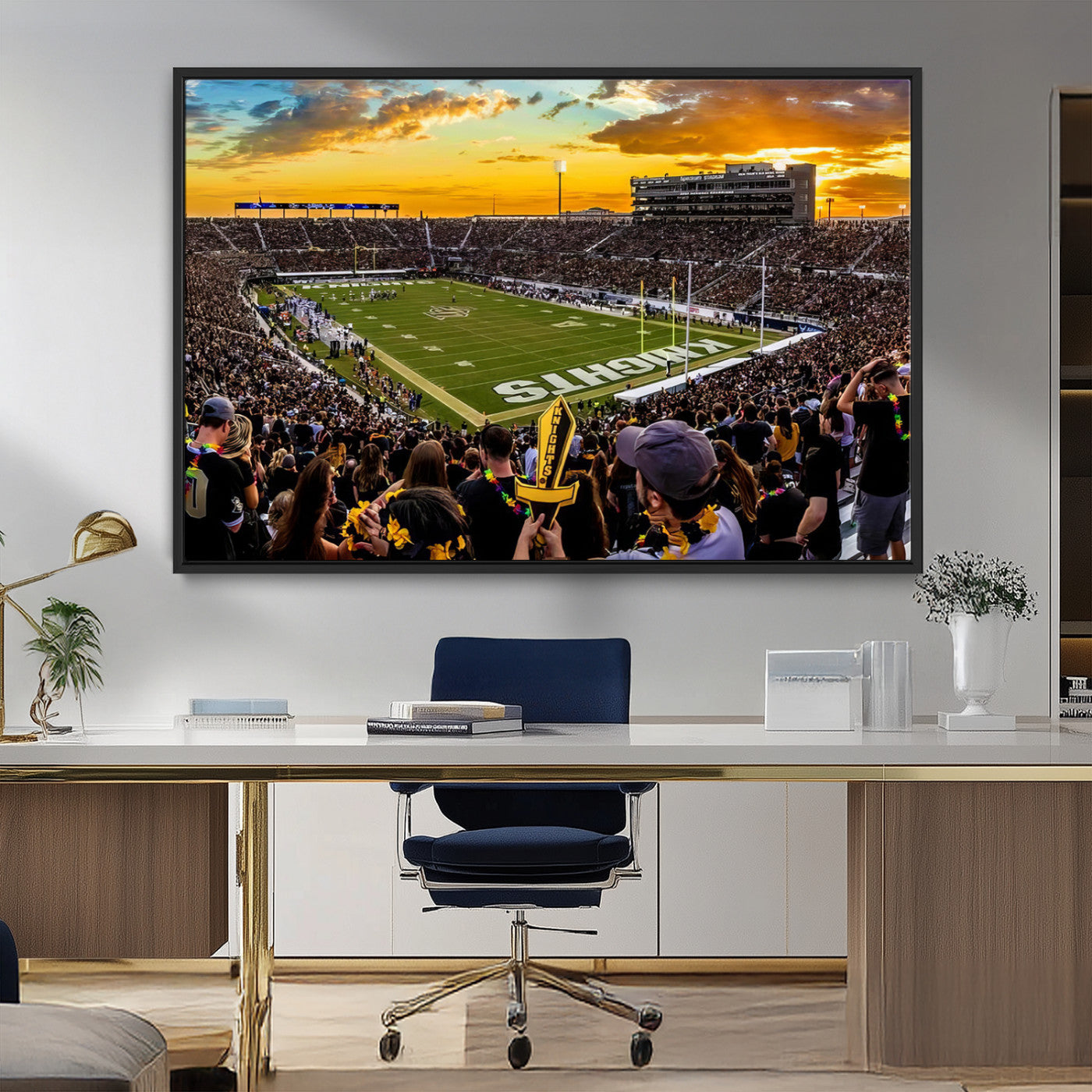 MGV-FC-36X24 - UCF Knights Football Team Print - Orlando FBC Mortgage Stadium, UCF Knights Wall Art Canvas Print