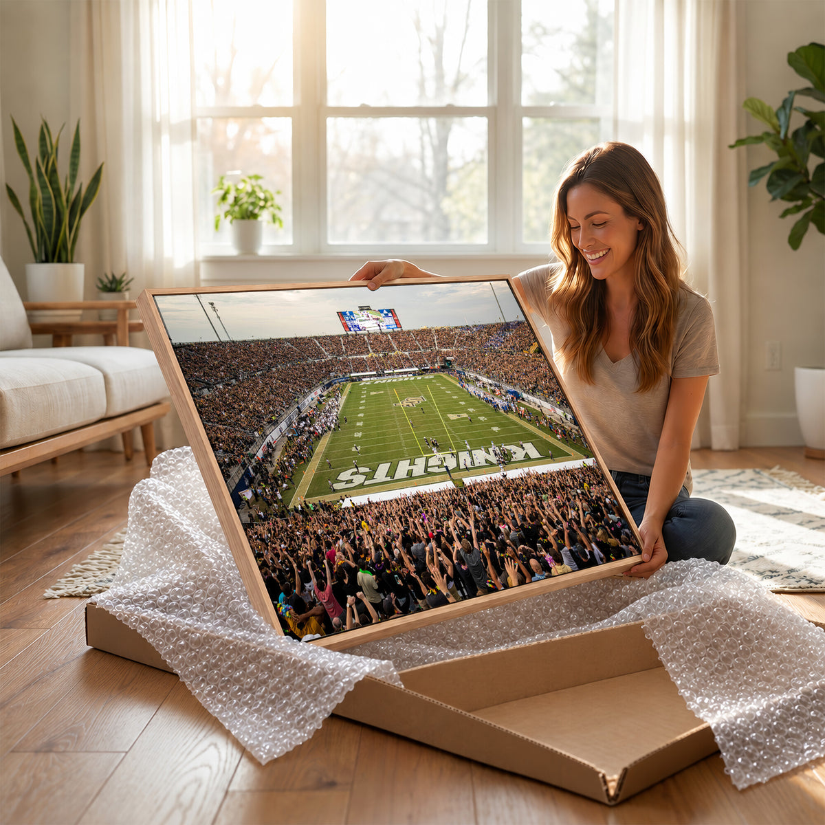 38659-MGV-CV-36X24 - UCF Knights Football Team Print - Orlando FBC Mortgage Stadium Canvas Print