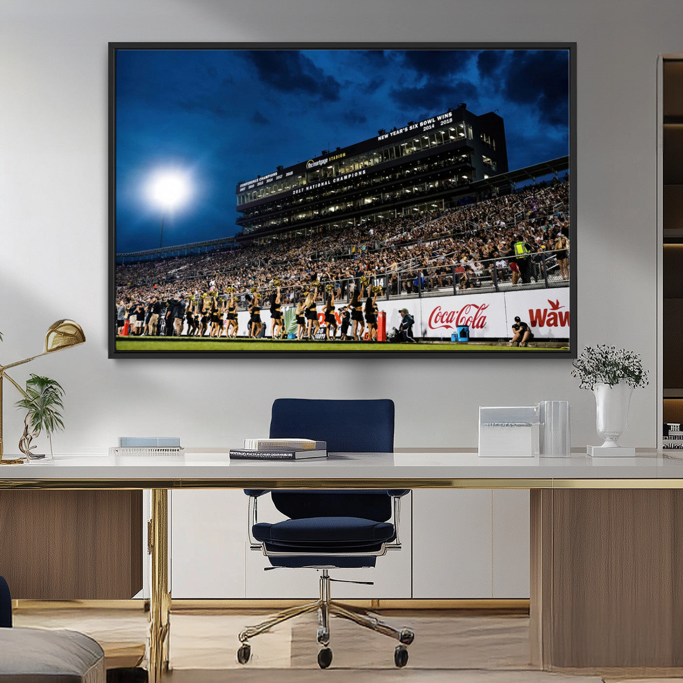 MGV-FC-36X24 - UCF Knights Football Team Print - Orlando FBC Mortgage Stadium Wall Art Canvas Print