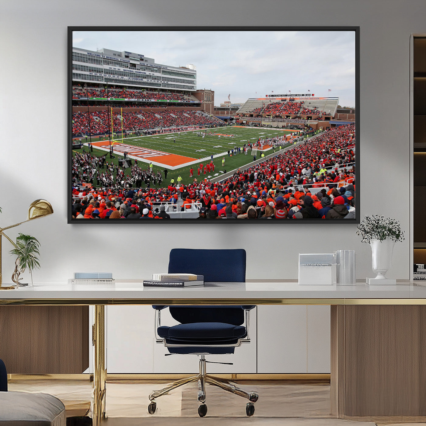 MGV-FC-36X24 - University of Illinois Fighting Illini Football Team Print - Champaign Illinois Memorial Stadium
