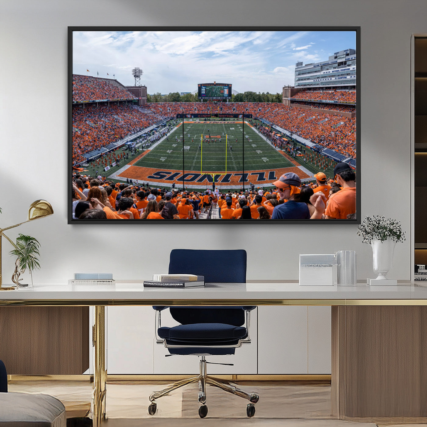 MGV-FC-36X24 - University of Illinois Fighting Illini Football Team Print Canvas - Champaign Illinois Memorial