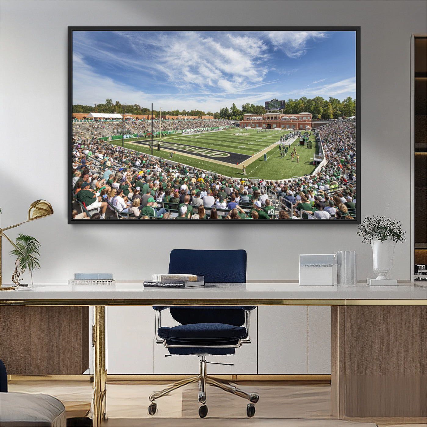 MGV-FC-36X24 - University of Charlotte 49ers Football Team Print - Charlotte Jerry Richardson Stadium Canvas Print