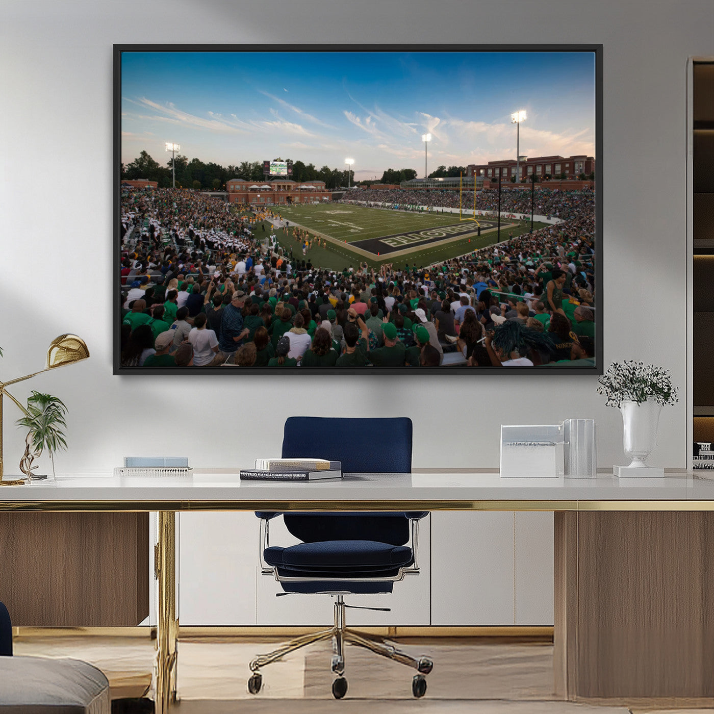 MGV-FC-36X24 - University of Charlotte 49ers Football Team Print - Charlotte Jerry Richardson Stadium Wall Art