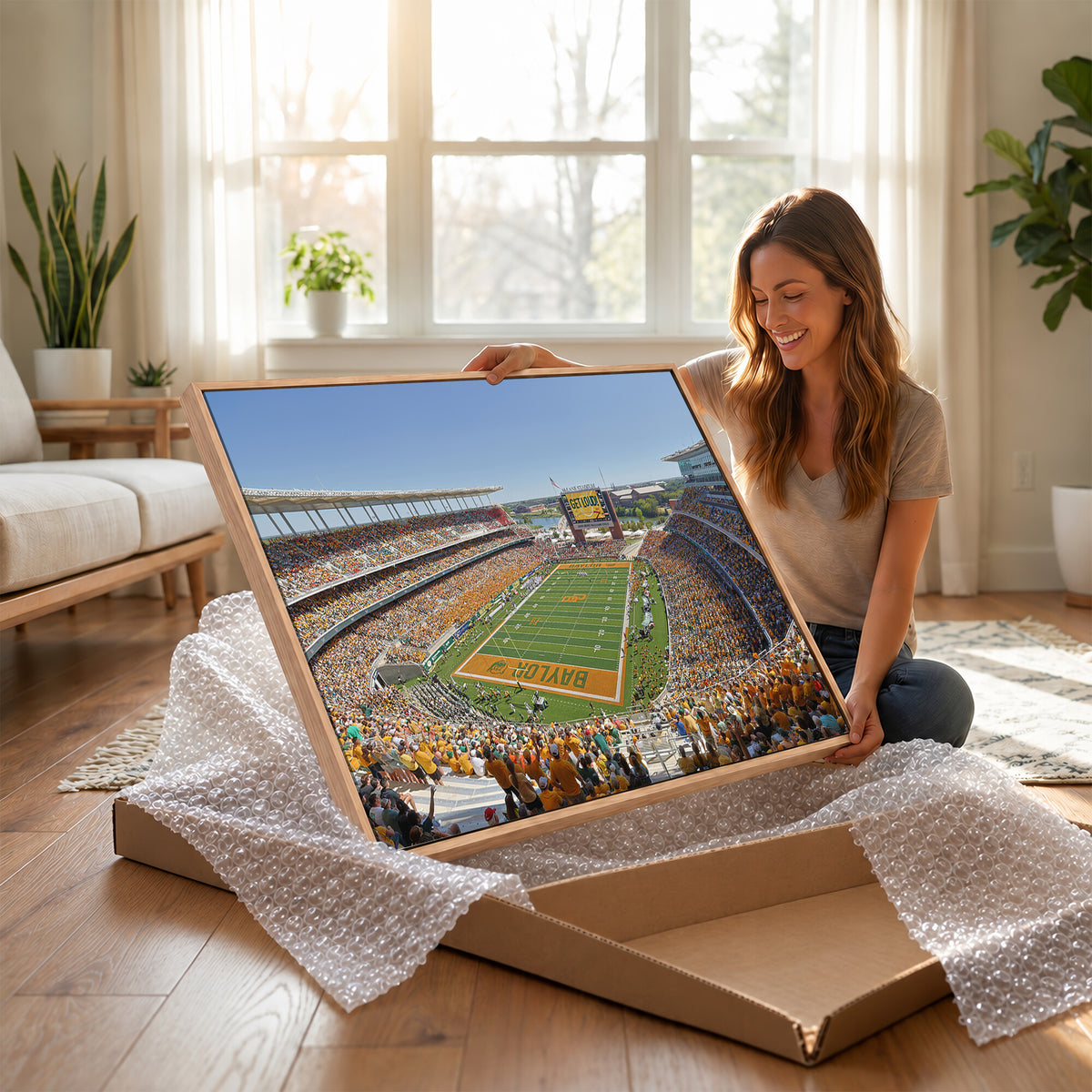 49912-MGV-CV-36X24 - Baylor University Bears Football Team Print - Waco McLane Stadium Wall Art Canvas Print