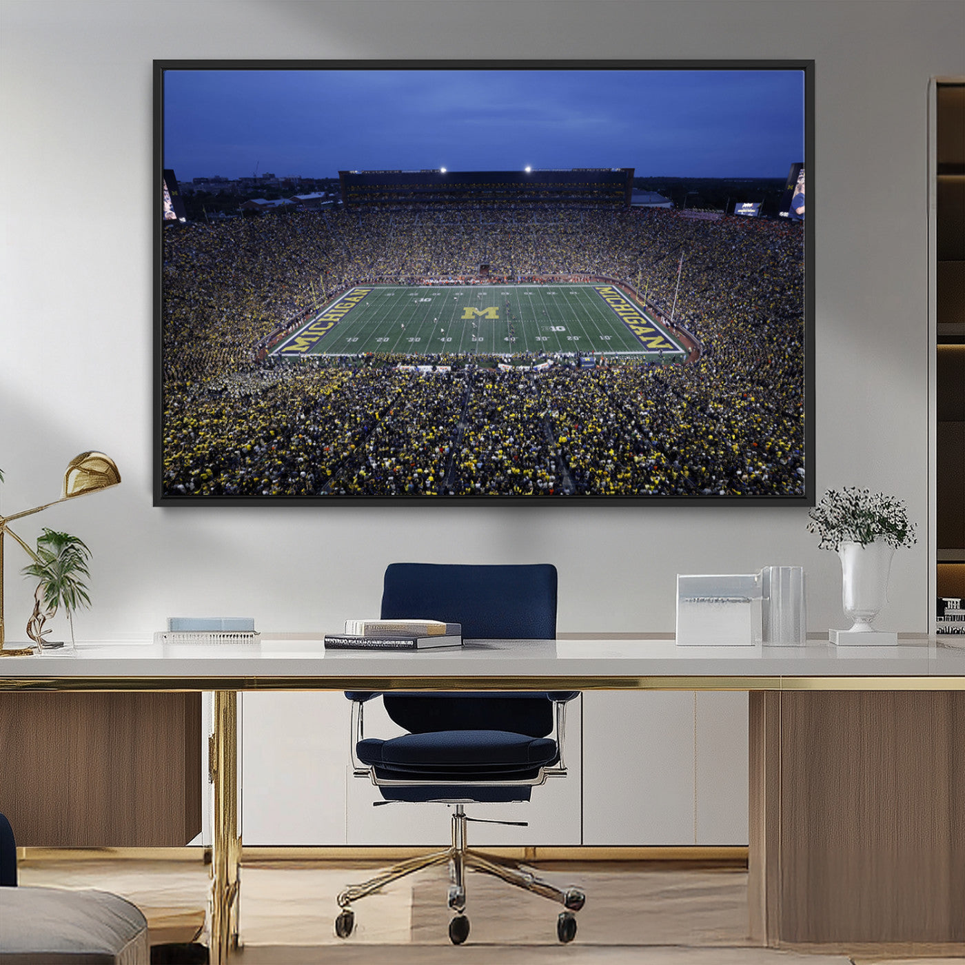 MGV-FC-36X24 - University of Michigan Wolverines Football Team Print - Ann Arbor Michigan Stadium Wall Art Canvas