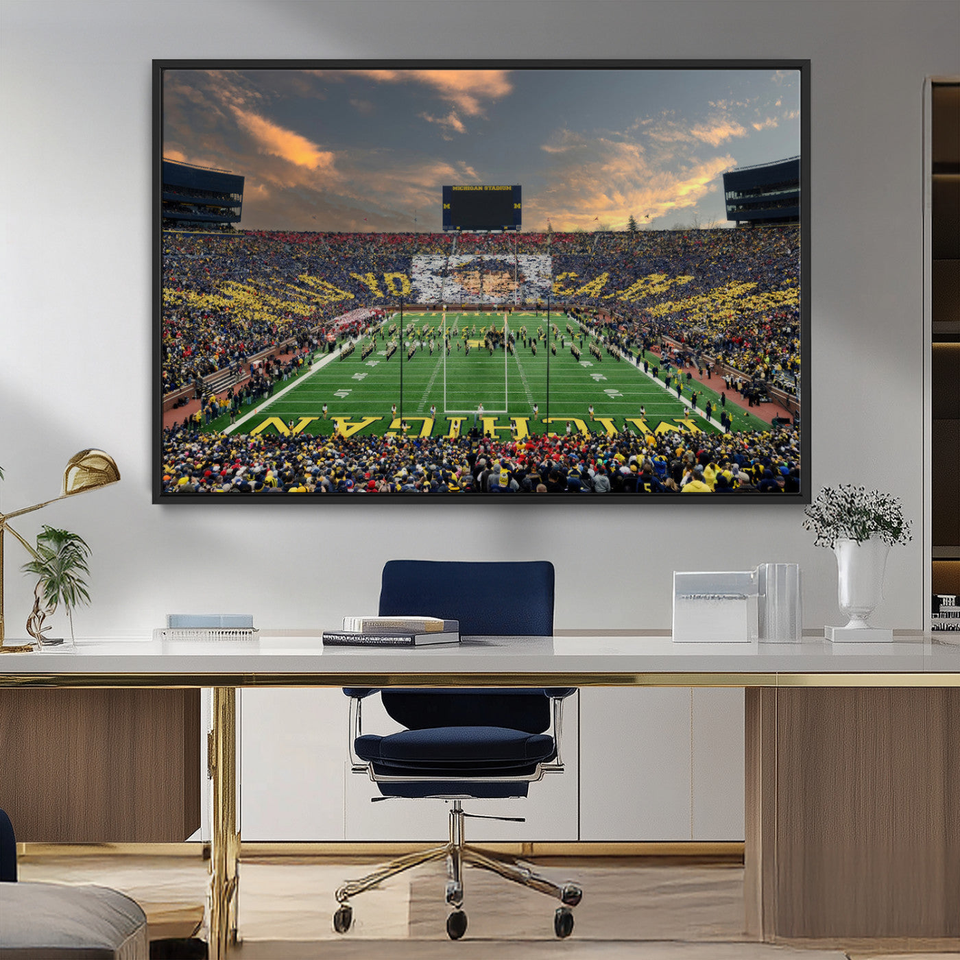 MGV-FC-36X24 - University of Michigan Wolverines Print Canvas, Football Team Print - Ann Arbor Michigan Stadium