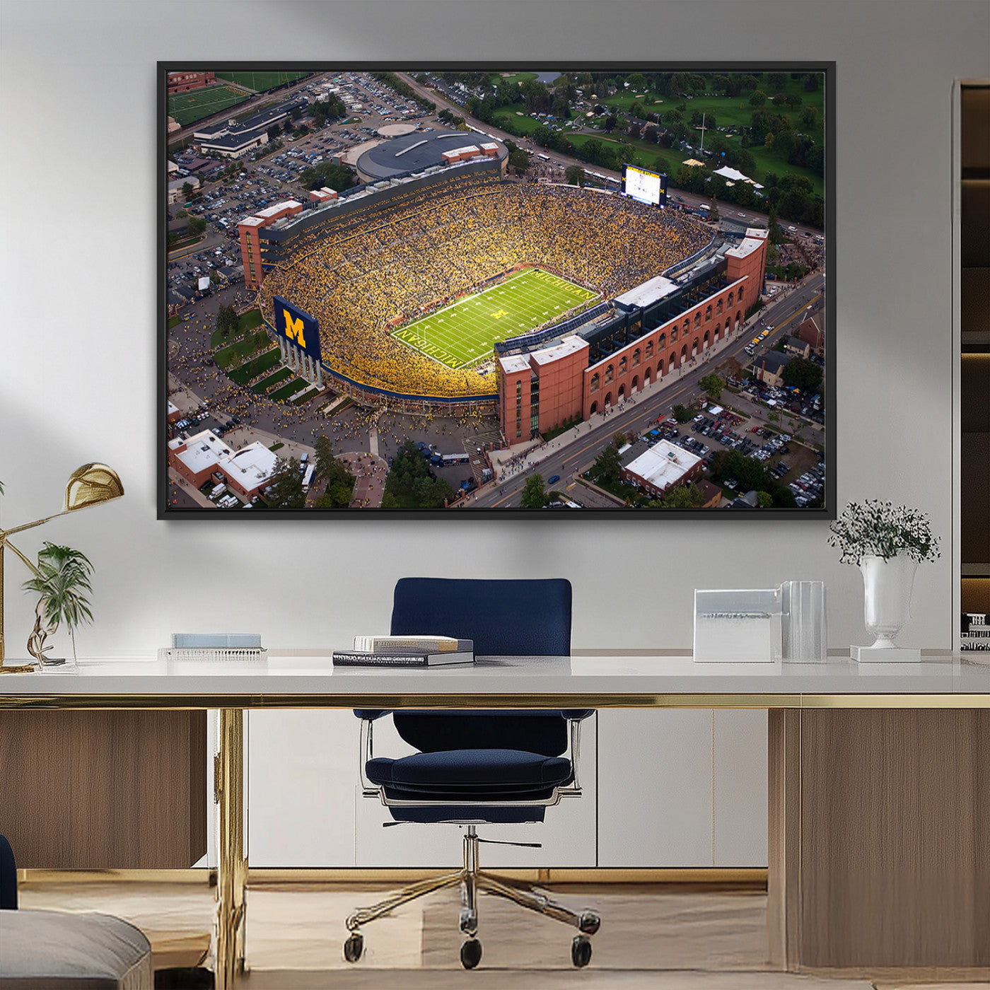 MGV-FC-36X24 - University of Michigan Wolverines Football Team Print - Ann Arbor Michigan Stadium Wall Art Canvas