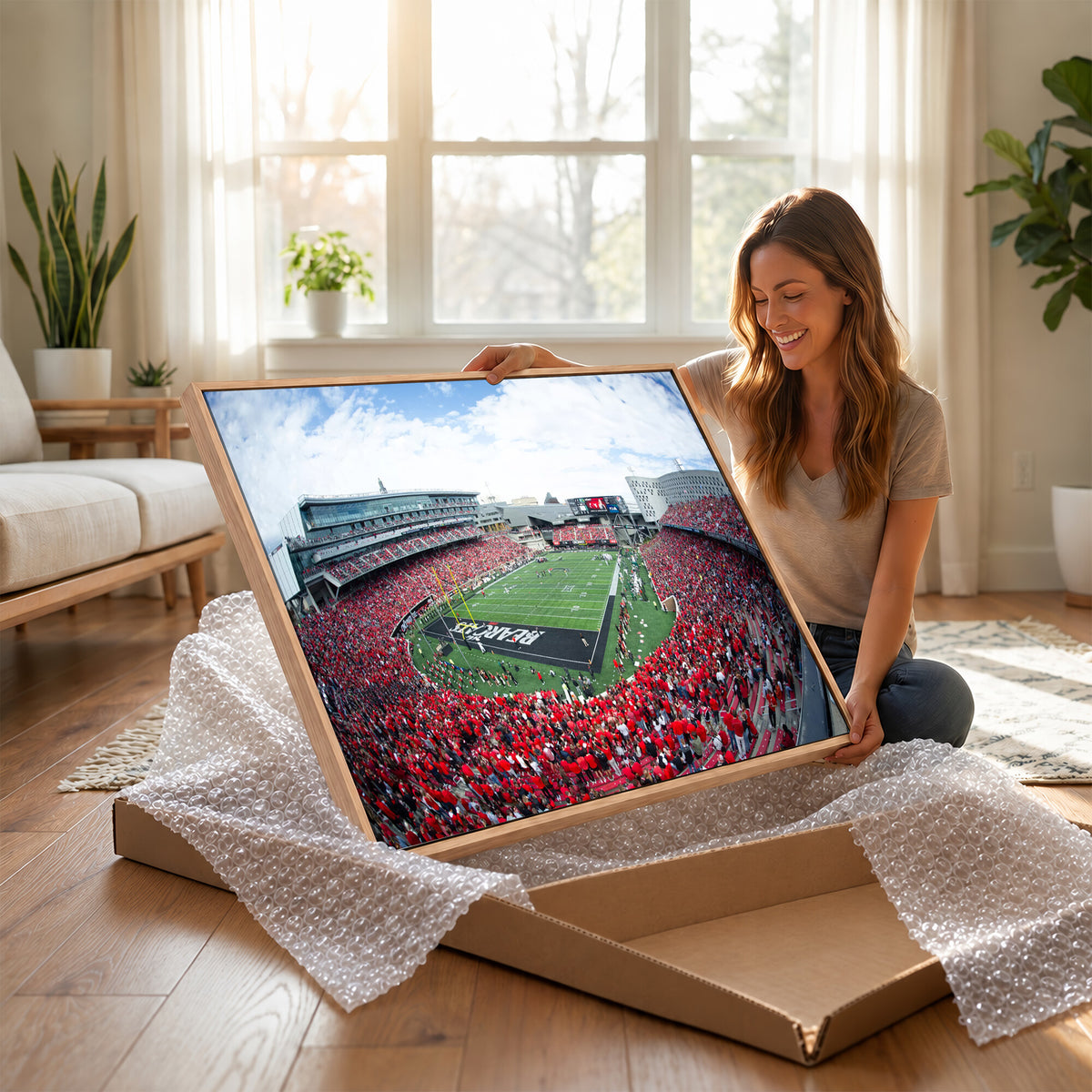 54070-MGV-CV-36X24 - Cincinnati Bearcats Football Team Print - Nippert Stadium Wall Art Canvas Print