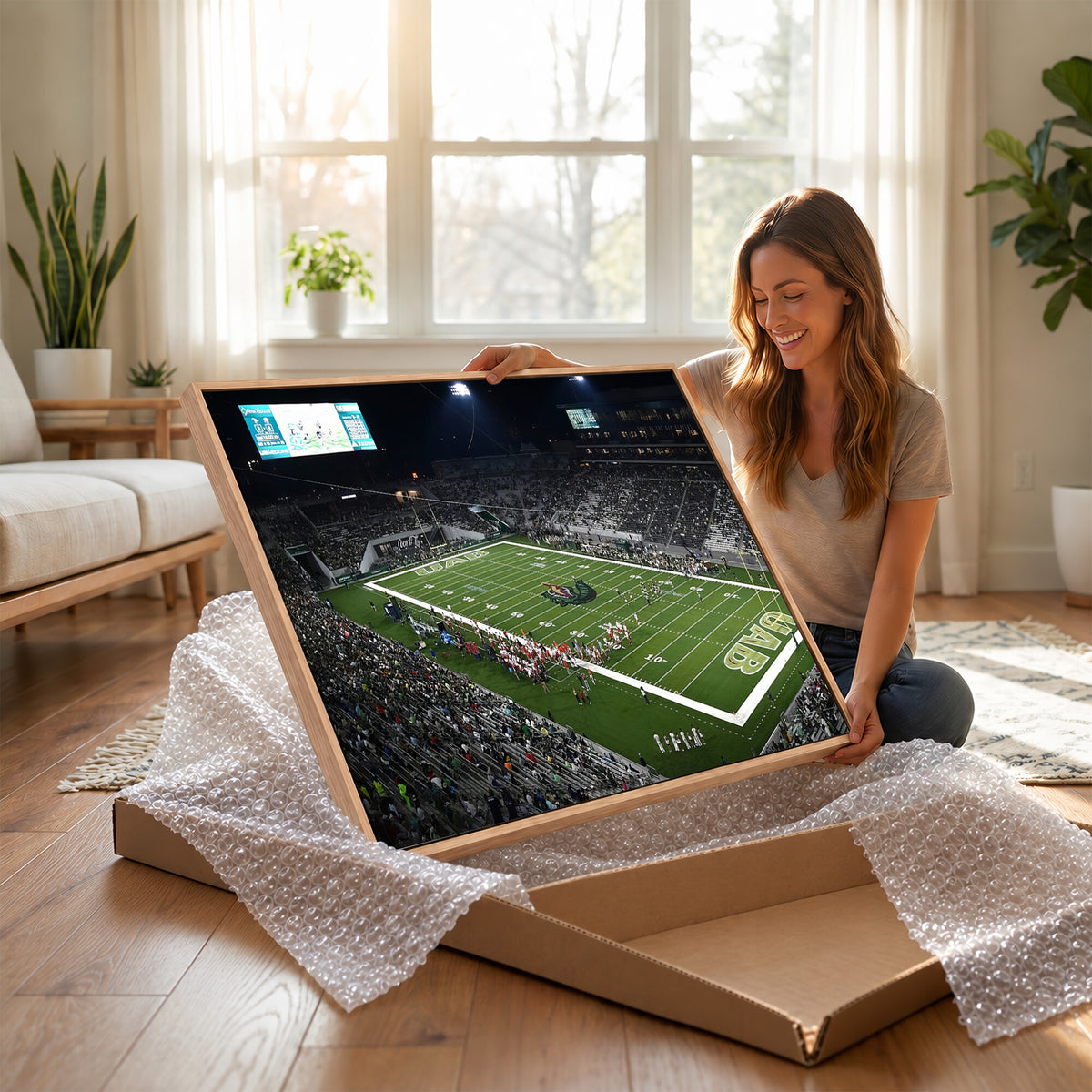 81740-MGV-CV-36X24 - UAB Blazers Football Team Print - Birmingham Protective Stadium Wall Art Canvas Print