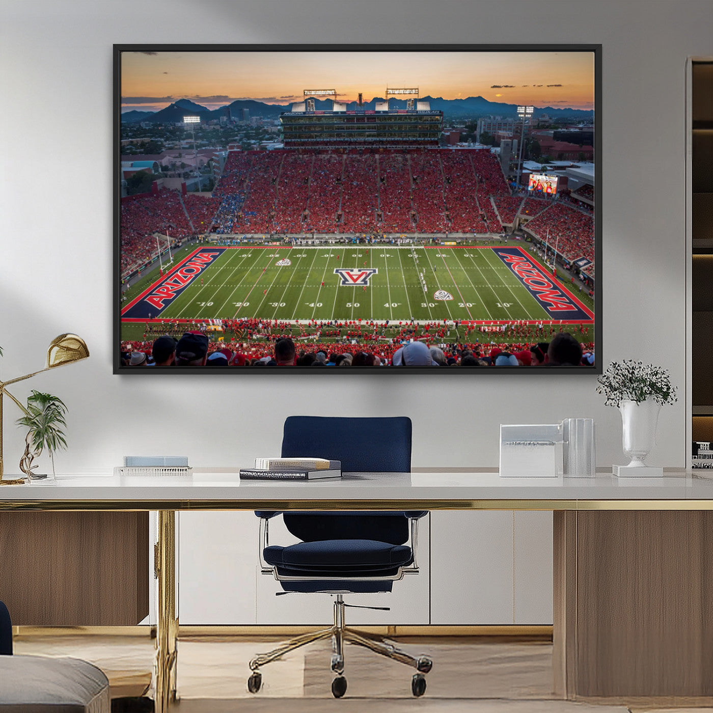 MGV-FC-36X24 - Arizona Wildcats Football Team Print - Tucson Arizona Stadium Wall Art Canvas Print