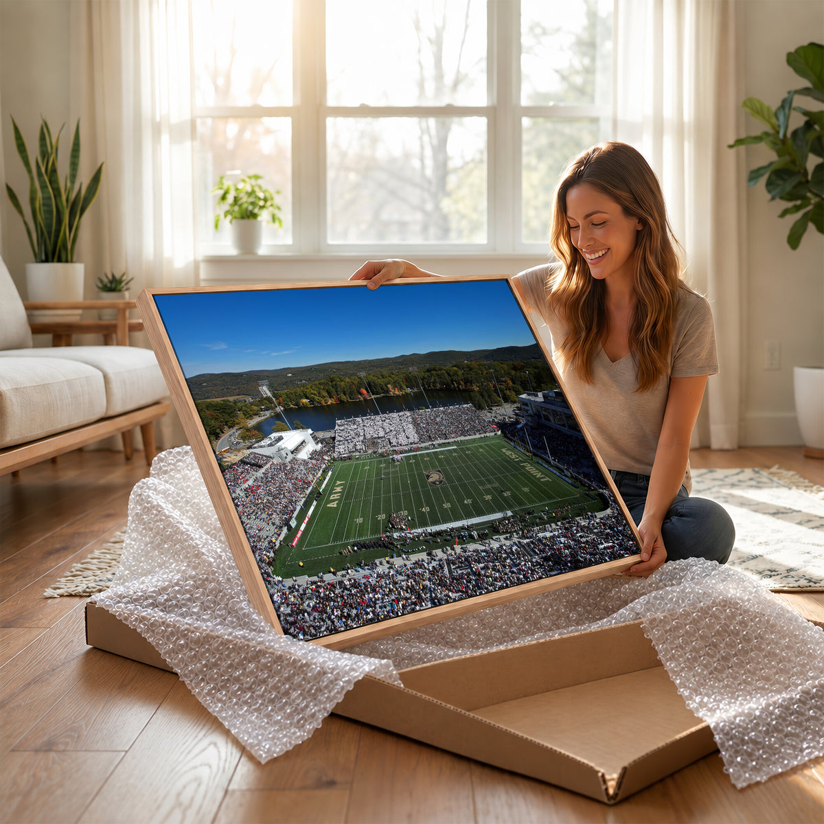 52056-MGV-CV-36X24 - Army Black Knights Football Team Print - West Point Michie Stadium Wall Art Canvas Print