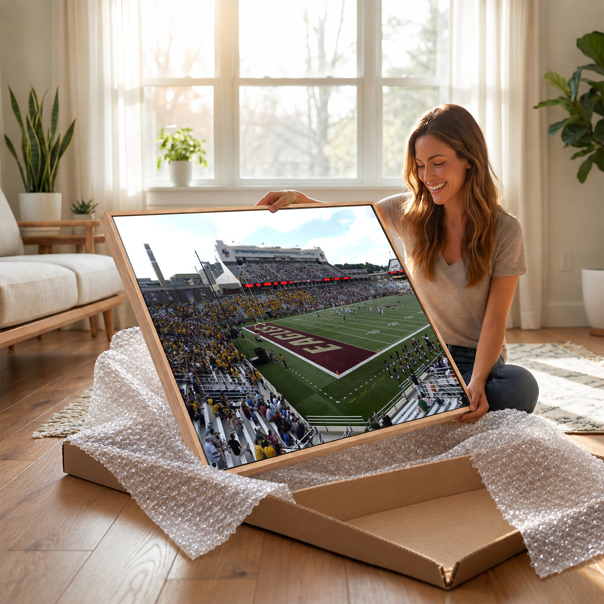 61503-MGV-CV-36X24 - Boston College Eagles Football Team Print - Boston Alumni Stadium Wall Art Canvas Print
