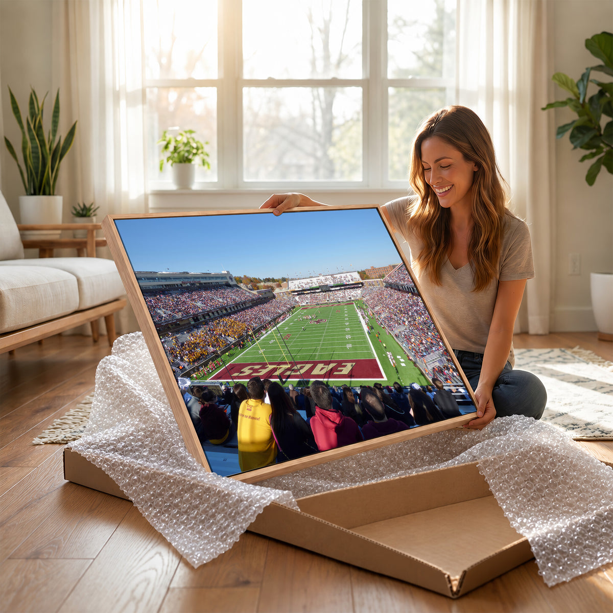 78117-MGV-CV-36X24 - Boston College Eagles Football Team Print - Boston Alumni Stadium Wall Art Canvas Print