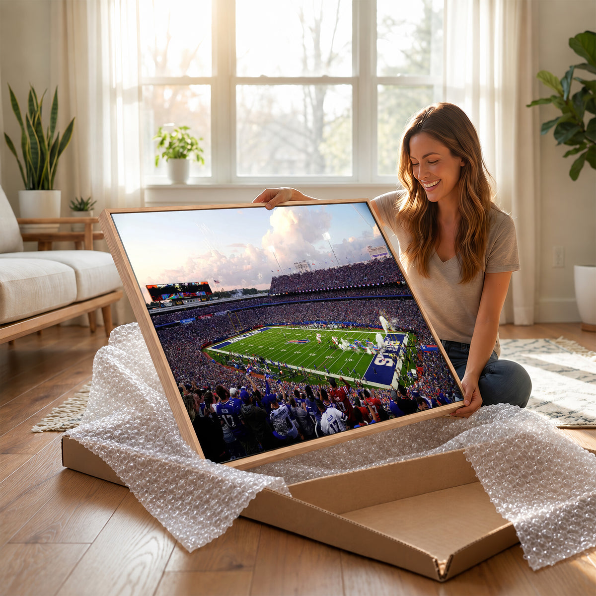 64066-MGV-CV-36X24 - Buffalo Bills Football Team Print - Buffalo Highmark Stadium Wall Art Canvas Print