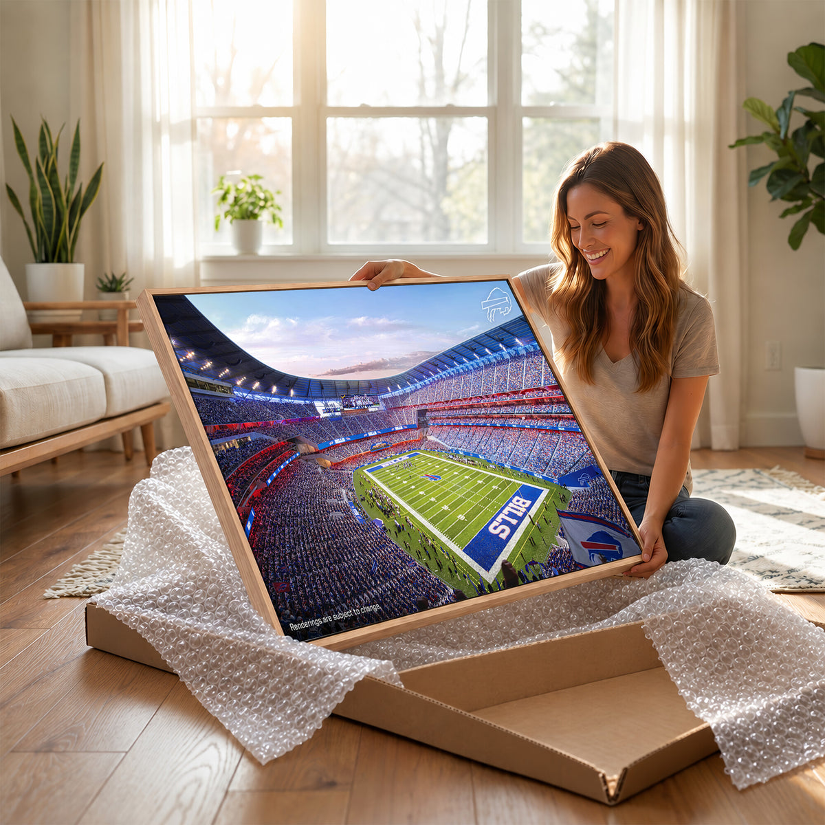 57873-MGV-CV-36X24 - Buffalo Bills Football Team Print Canvas - Buffalo Highmark Stadium Wall Art Canvas Print