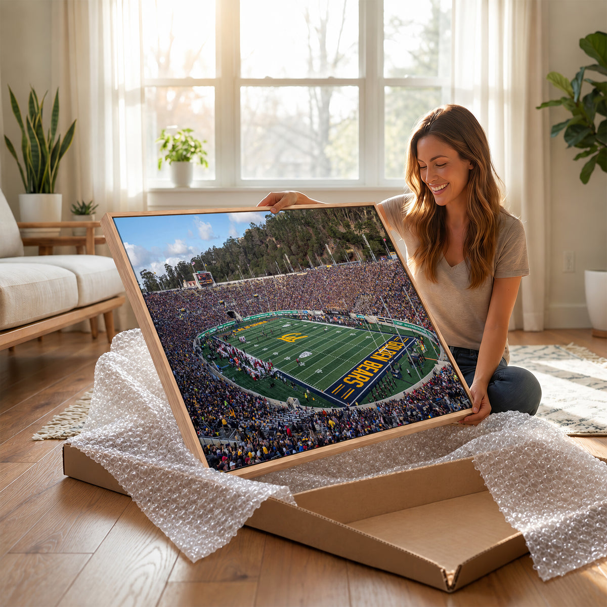 38054-MGV-CV-36X24 - University of California Golden Bears Football Team Print - Berkeley California Memorial Stadium Art