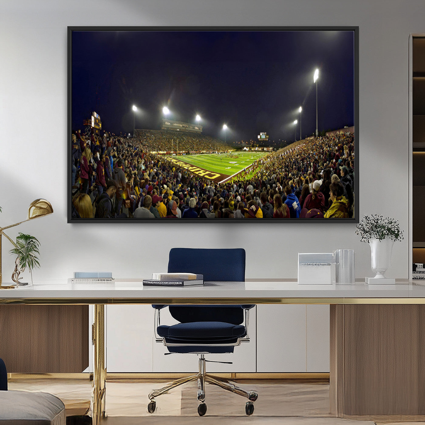 MGV-FC-36X24 - Central Michigan University Chippewas Canvas Wall Art, Football Team Print - Mount Pleasant