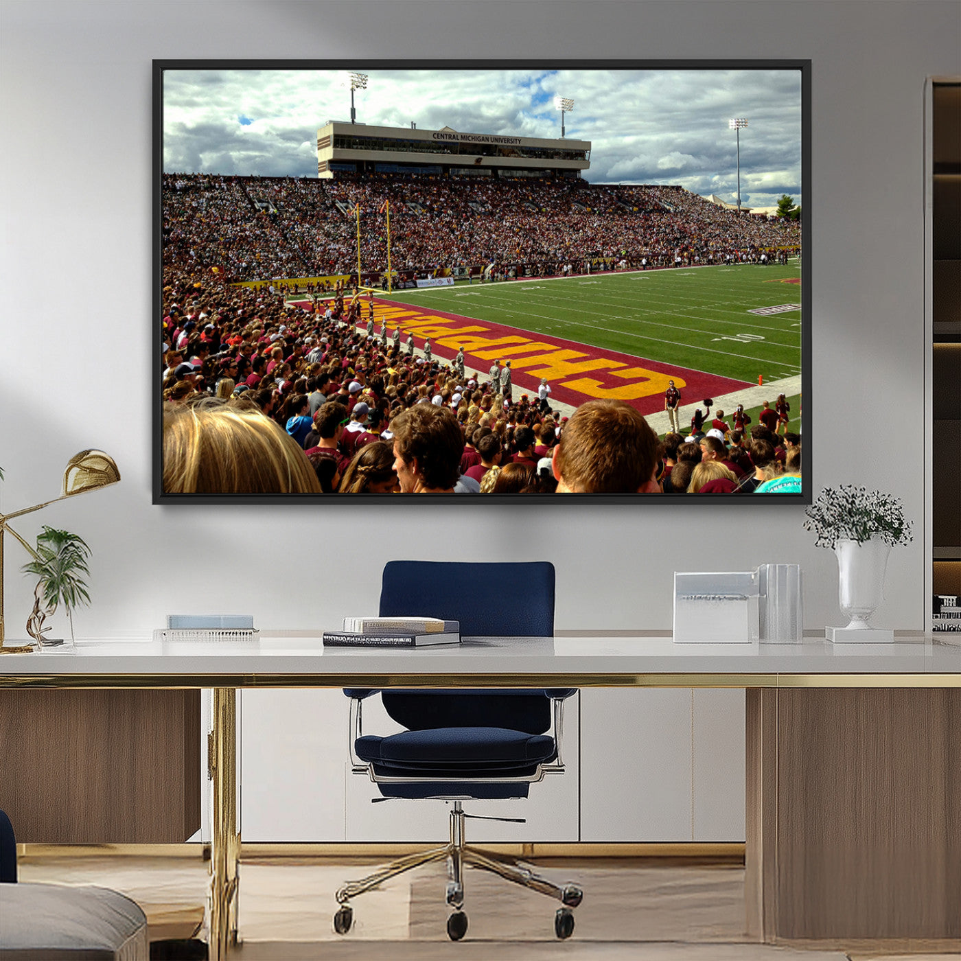 MGV-FC-36X24 - Central Michigan University Chippewas Football Team Print - Mount Pleasant Kelly/Shorts Stadium Wall