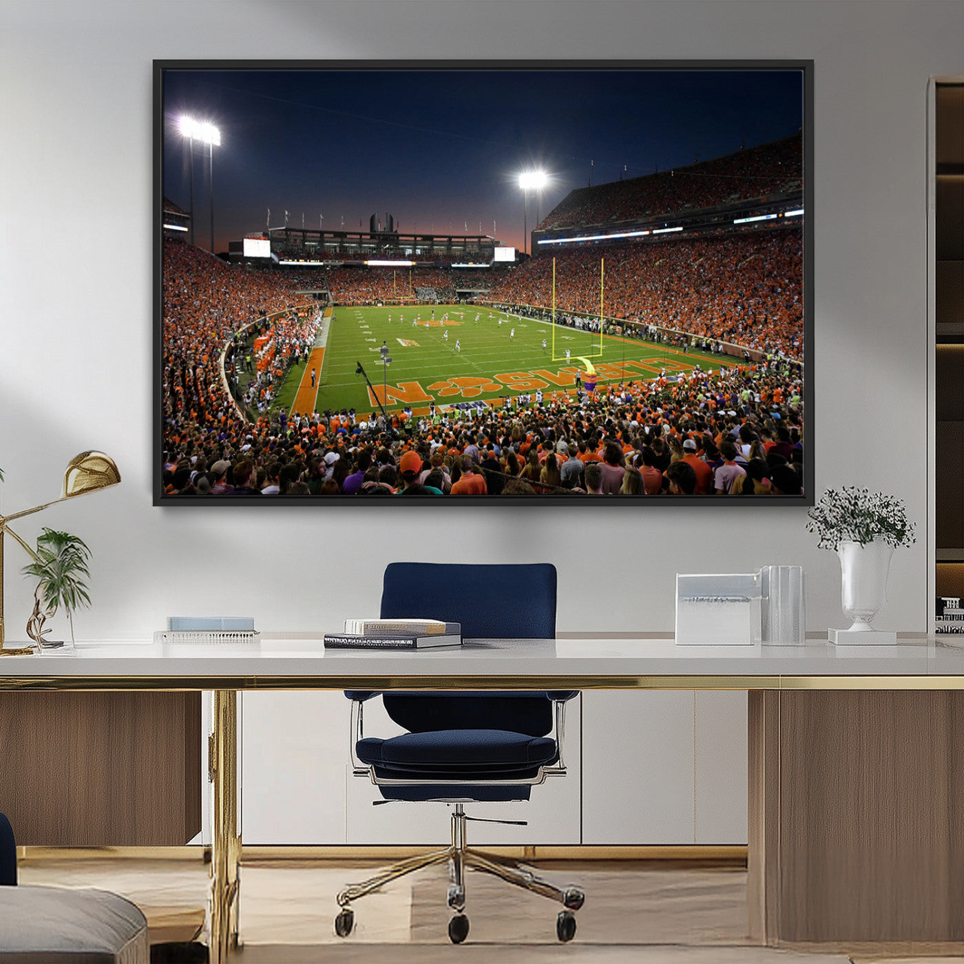 MGV-FC-36X24 - Clemson University Tigers Art Print, Football Team Print - Clemson Memorial Stadium Wall Art Canvas