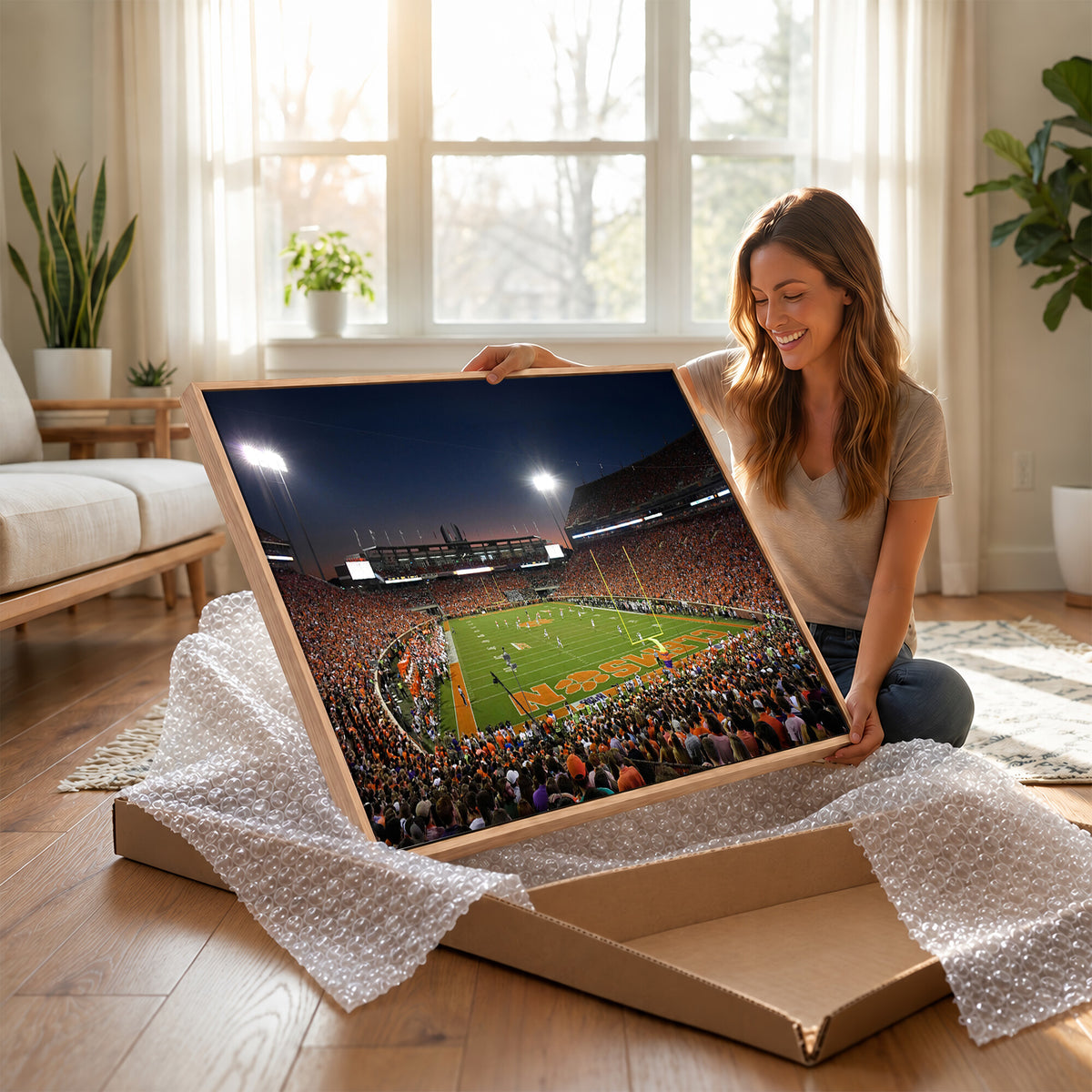 32340-MGV-CV-36X24 - Clemson University Tigers Art Print, Football Team Print
